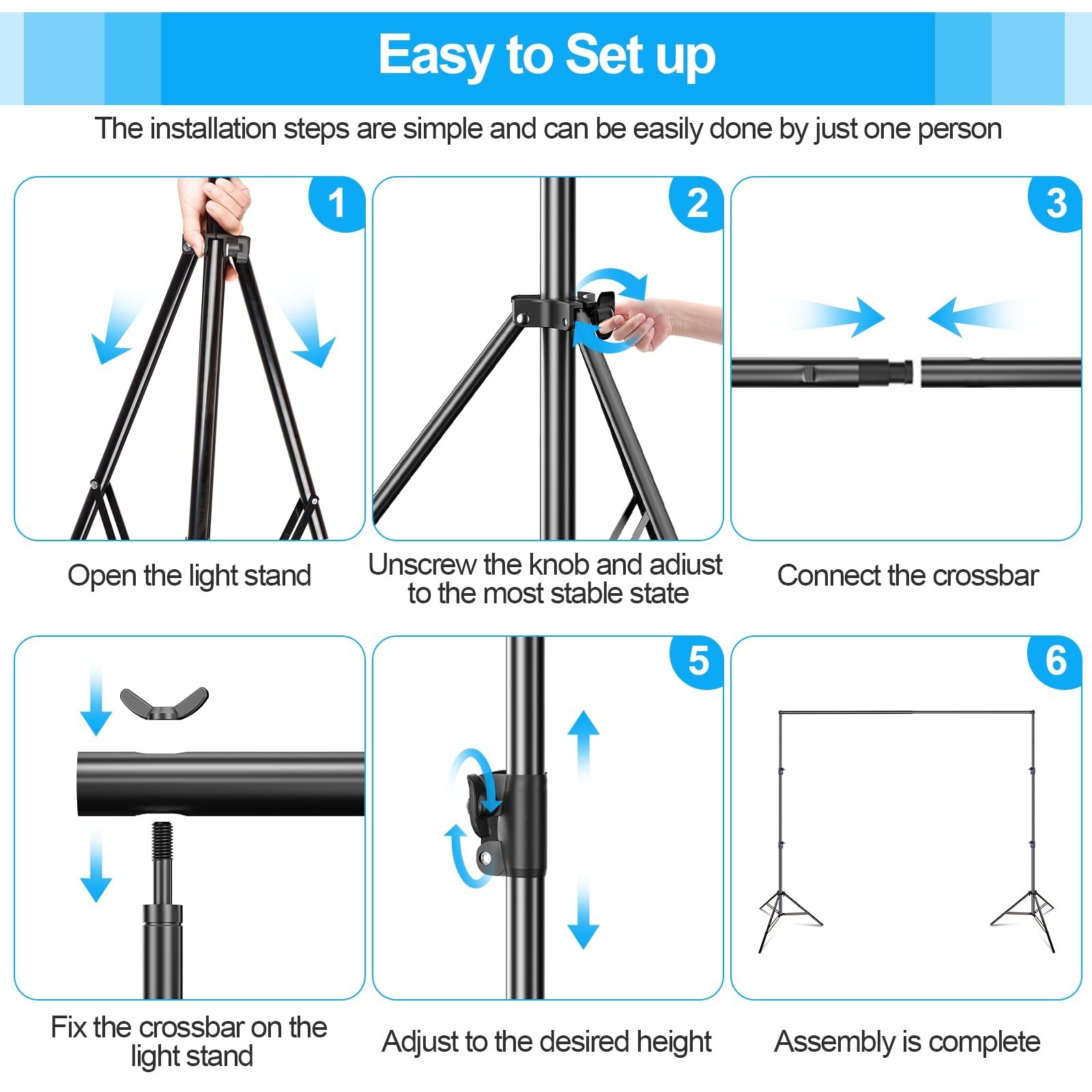 EMART Heavy Duty Backdrop Stand 10 x 12ft Photo Video Studio Adjustable Photo…