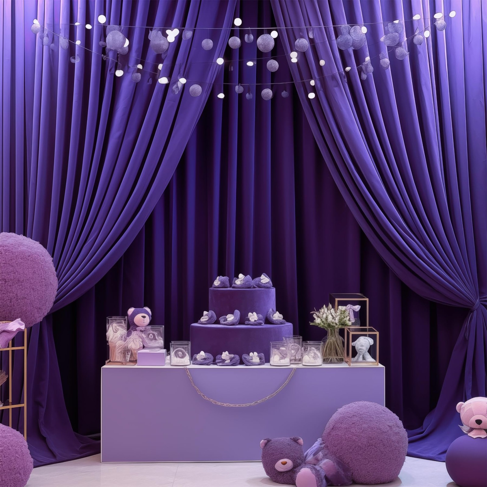 Purple Backdrop Curtains 2 Panels–Free Purple Curtains Polyester Photography…