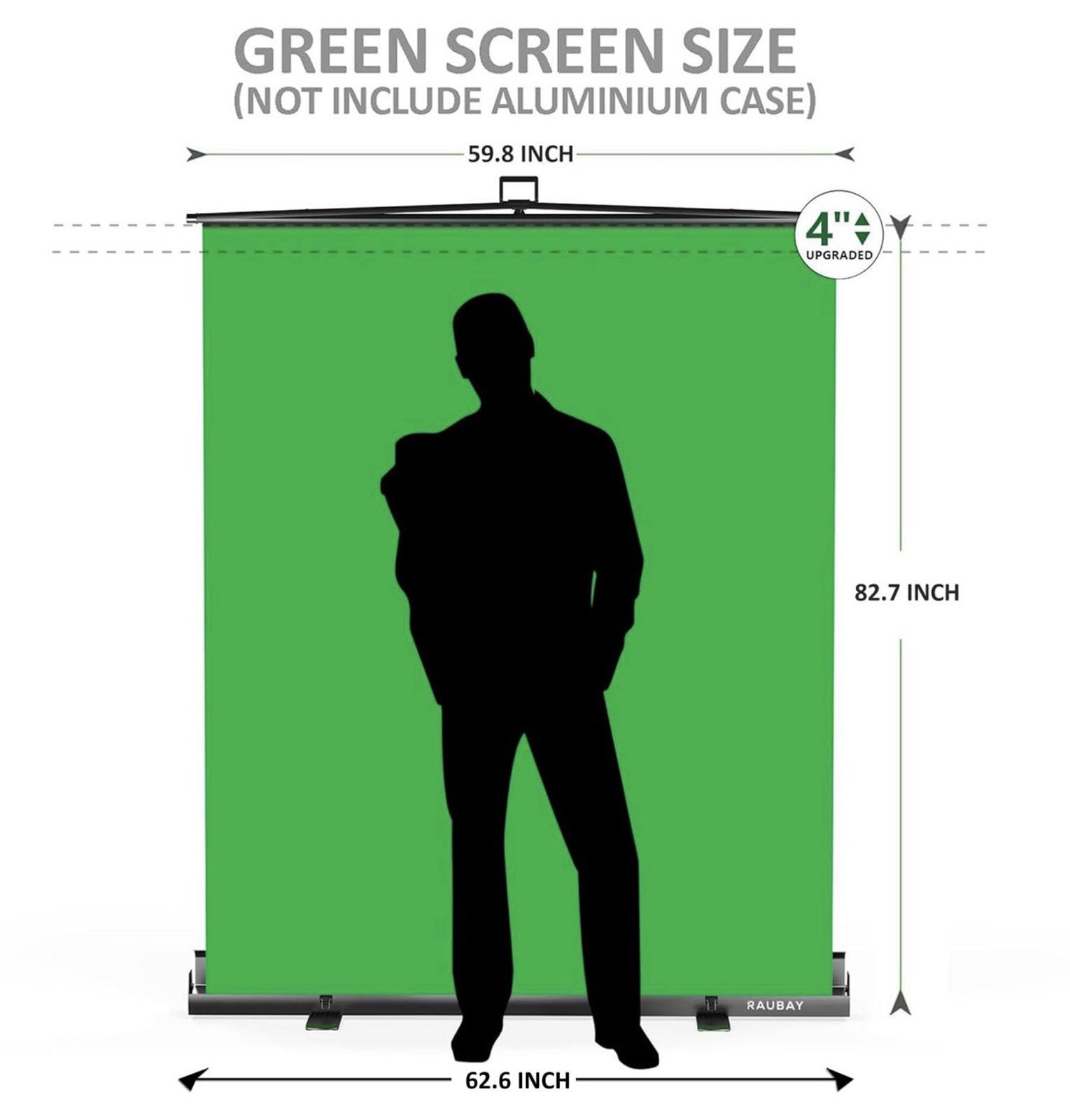 RAUBAY 59.8×82.7in Collapsible Green Screen Backdrop Stand Chroma Key Portable