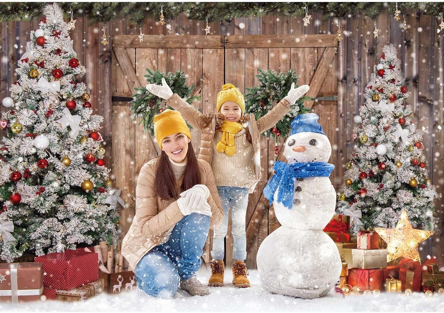 Easy-Care 8x6FT Holiday Backdrop – Polyester Winter Scene for Events & Photos