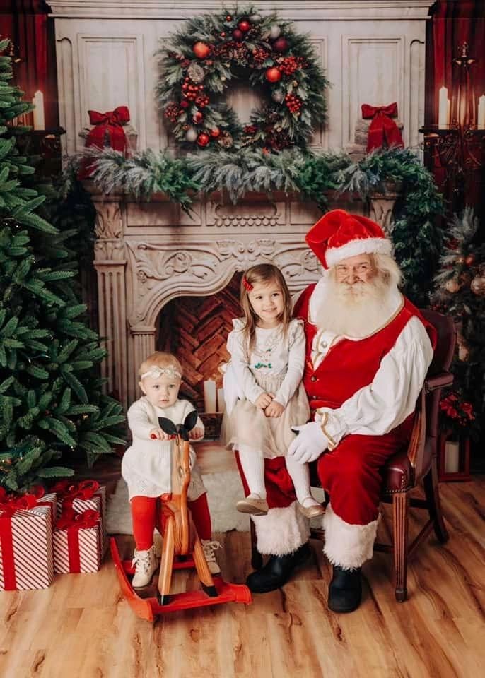 Christmas Fireplace Xmas Tree Wreath Candlelight Photography Backdrop 7x5ft
