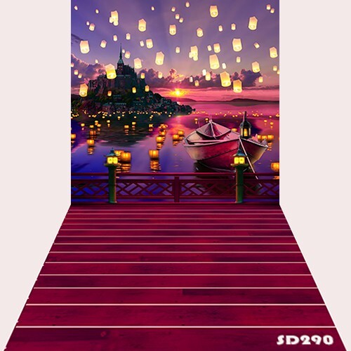 10’x20’Computer-paint Sunset Boat lantern View Scenic background backdrop SD290