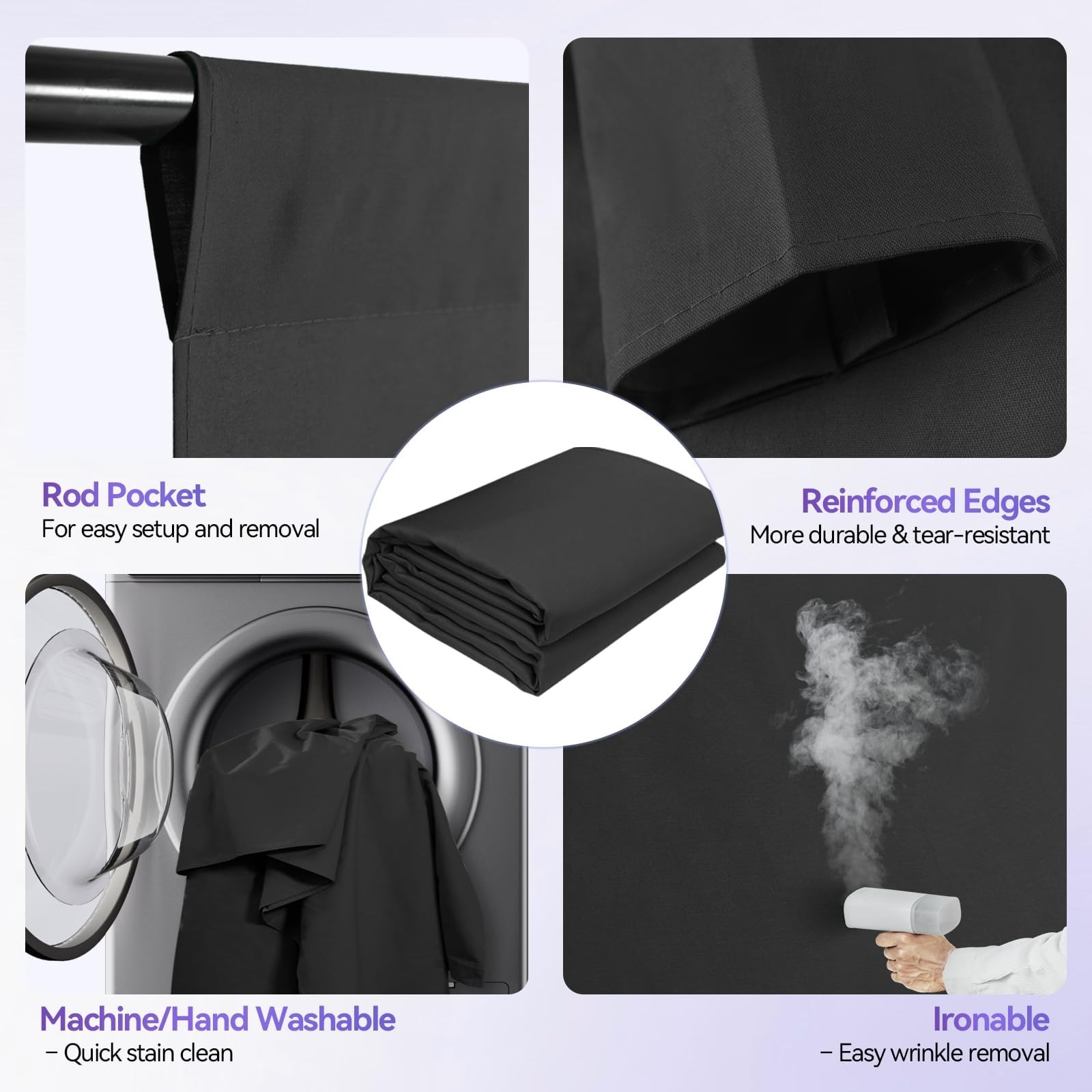 Adjustable Photo Backdrop Stand Kit 8.5x10ft with 12x10ft Black Background for P