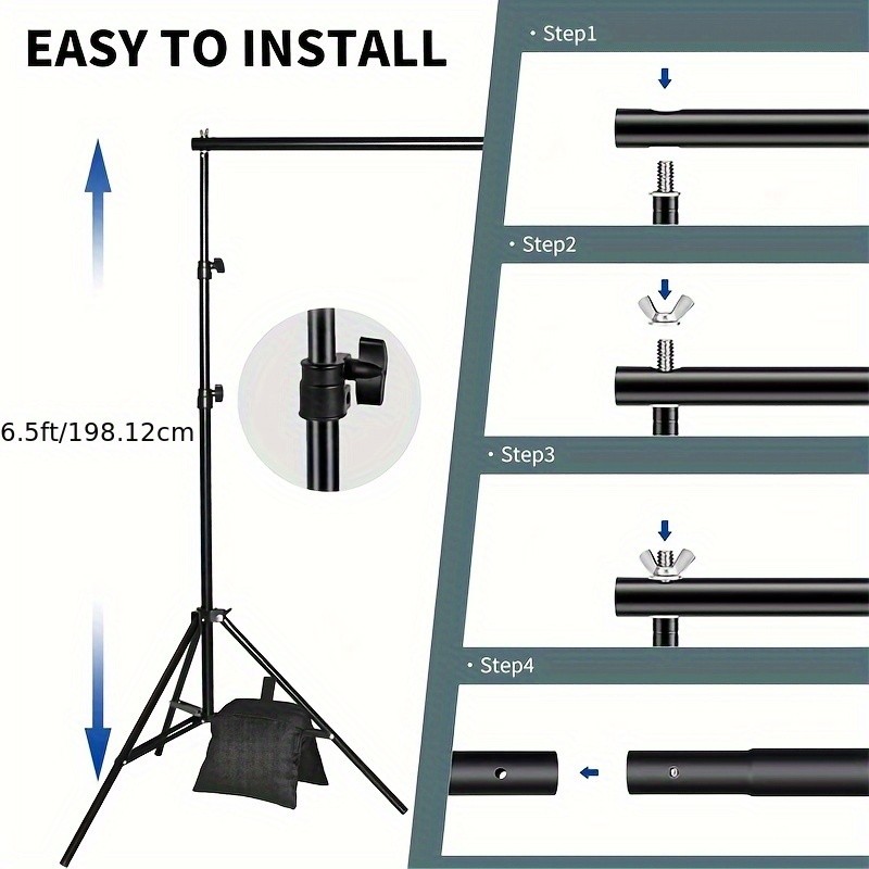 Backdrop Stand Background Stand Kit 6.5 x 6.5 ft for Party & Photo Studio + Case