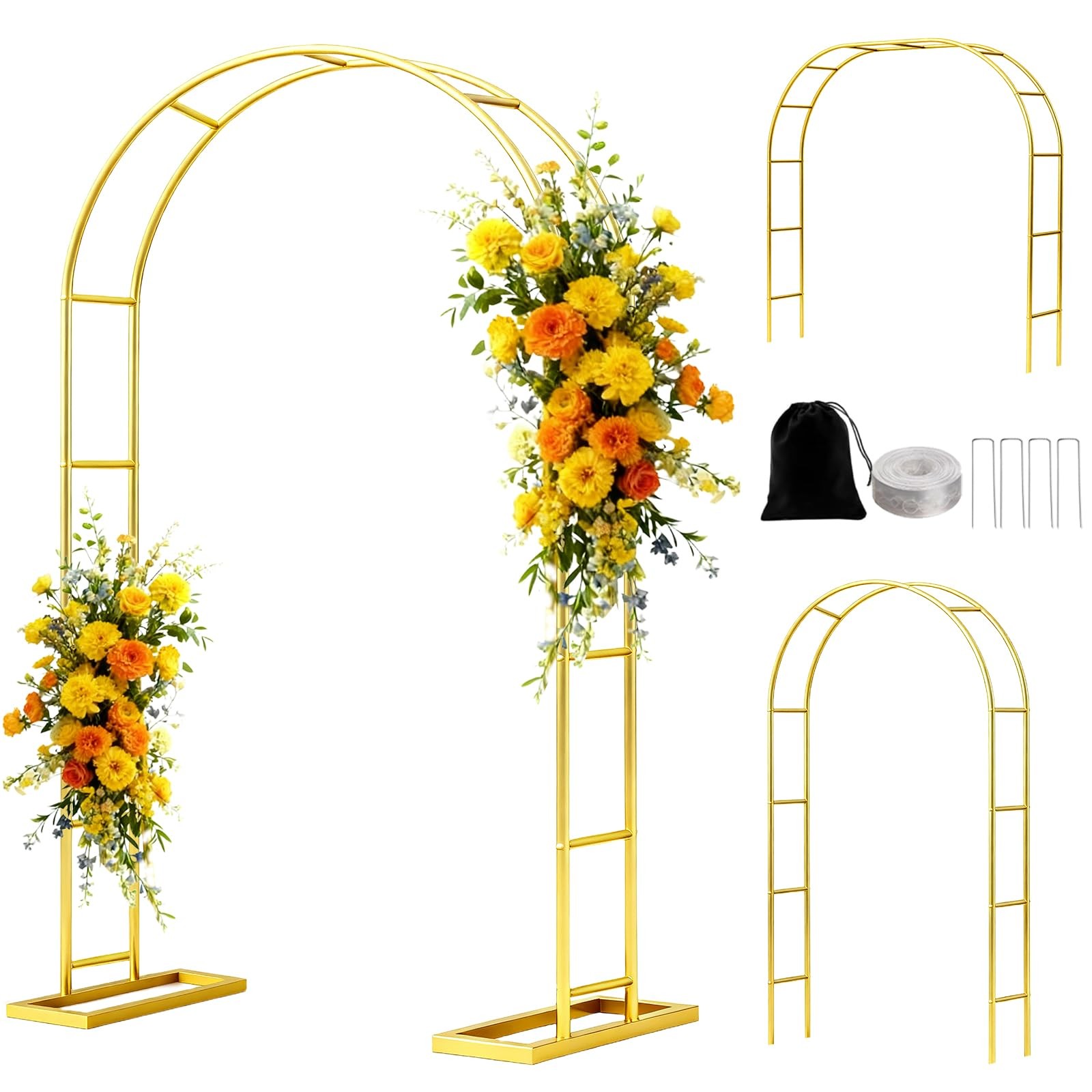 6.6FT Metal Garden Arch Trellis Arbor, Wedding Arch Stand with Steel Frame, M…