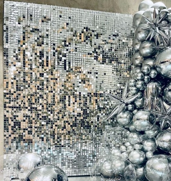 COKAOBE Silver Shimmer Wall Backdrop Square Sequin Panel 24PCS