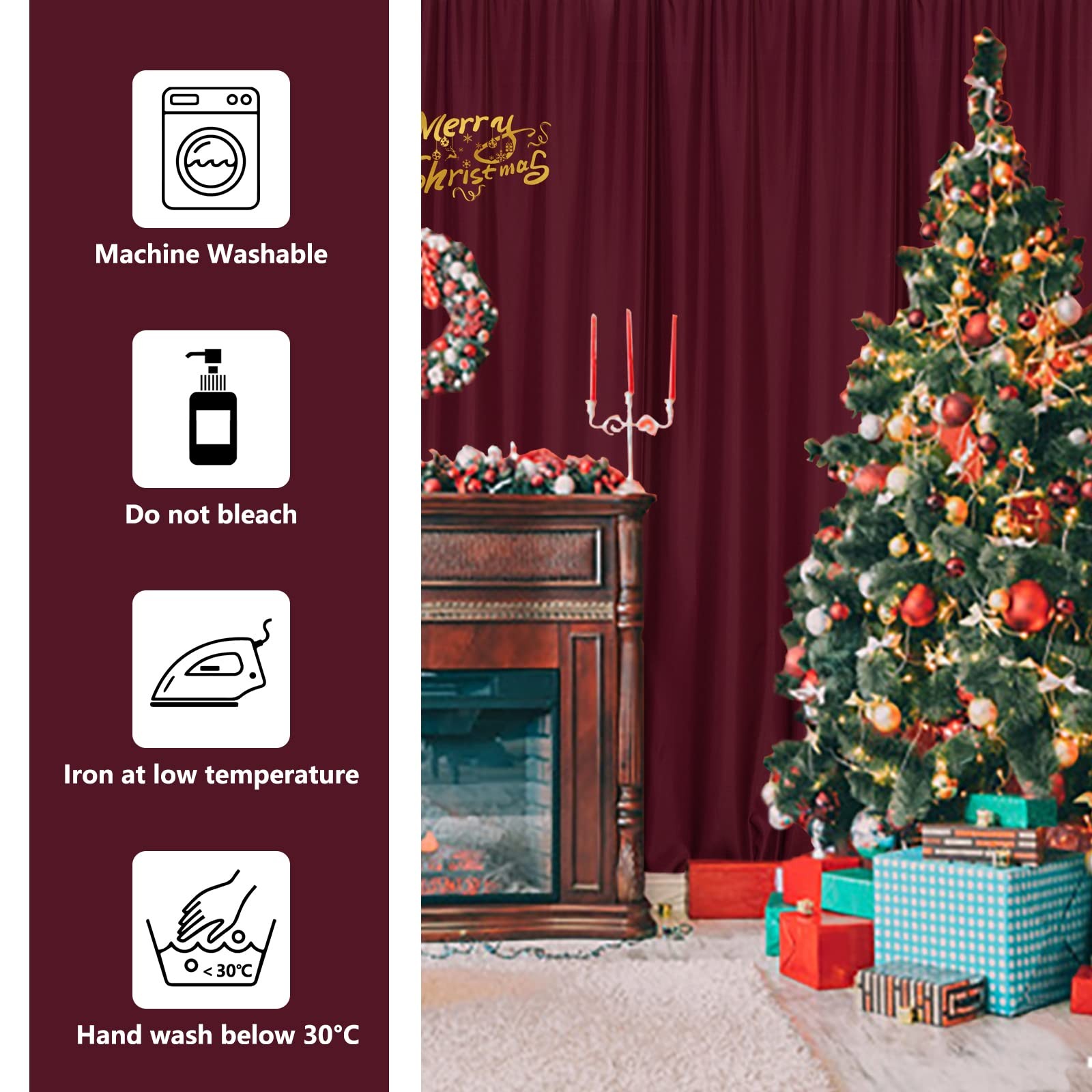 2 Panels 10ft x 10ft Burgundy Backdrop Curtains For Parties Weddings Stage