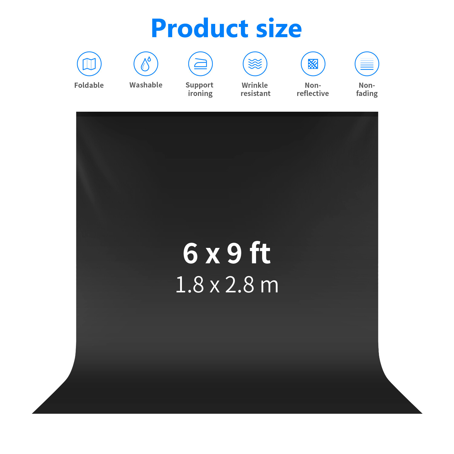 Neewer Black Background 5.9 x9.2ft Photo Studio Polyester Collapsible Backdrop