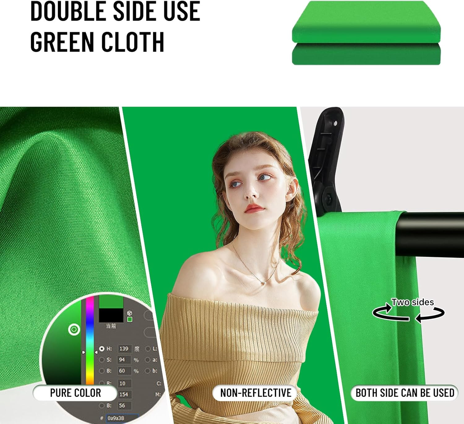 10 X10 FT Green Backdrop Cloth for Photography, Large Green Screen Background fo