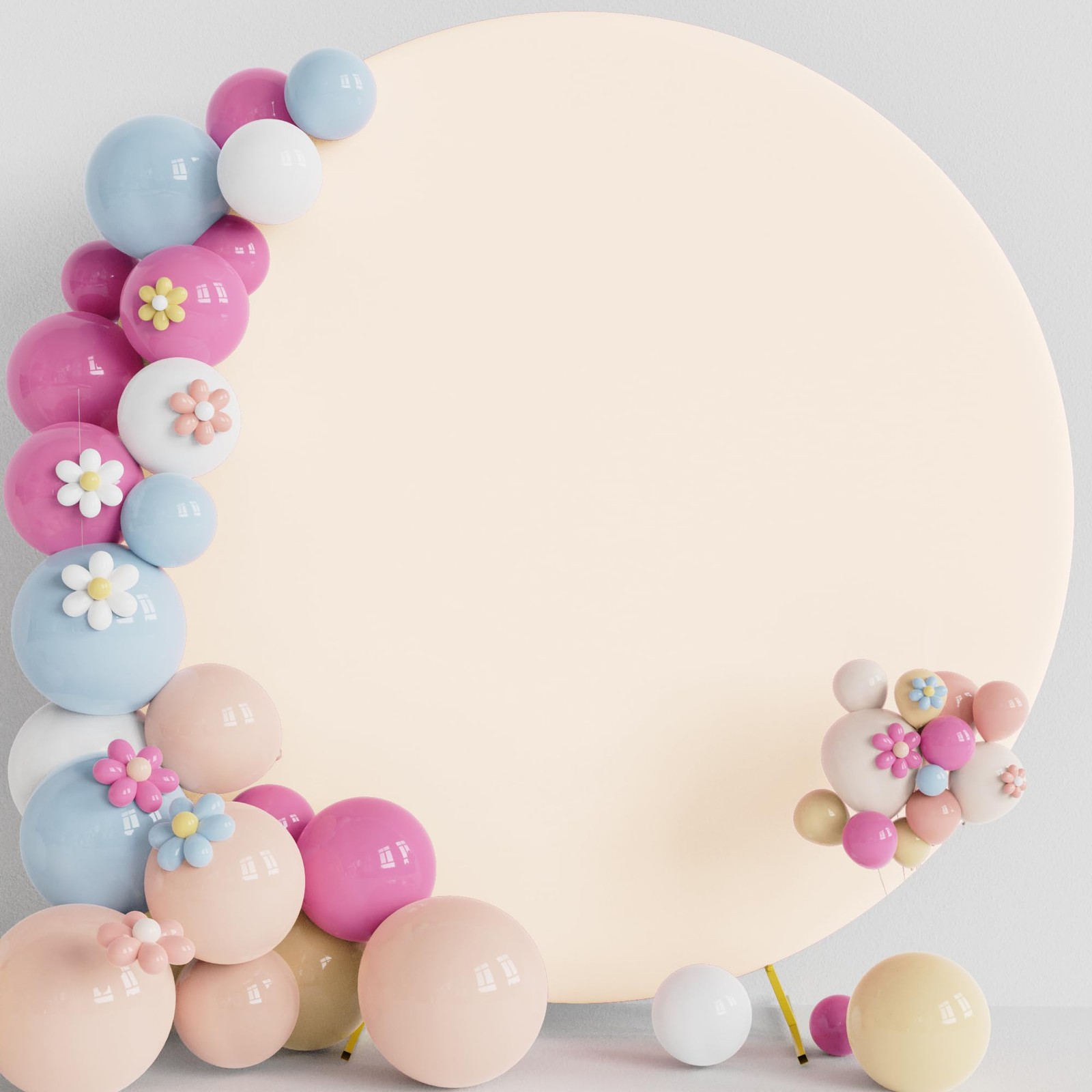 7.2FT Round Backdrop Cover Beige Spandex Fitted Circle Balloon Arch Cover for…