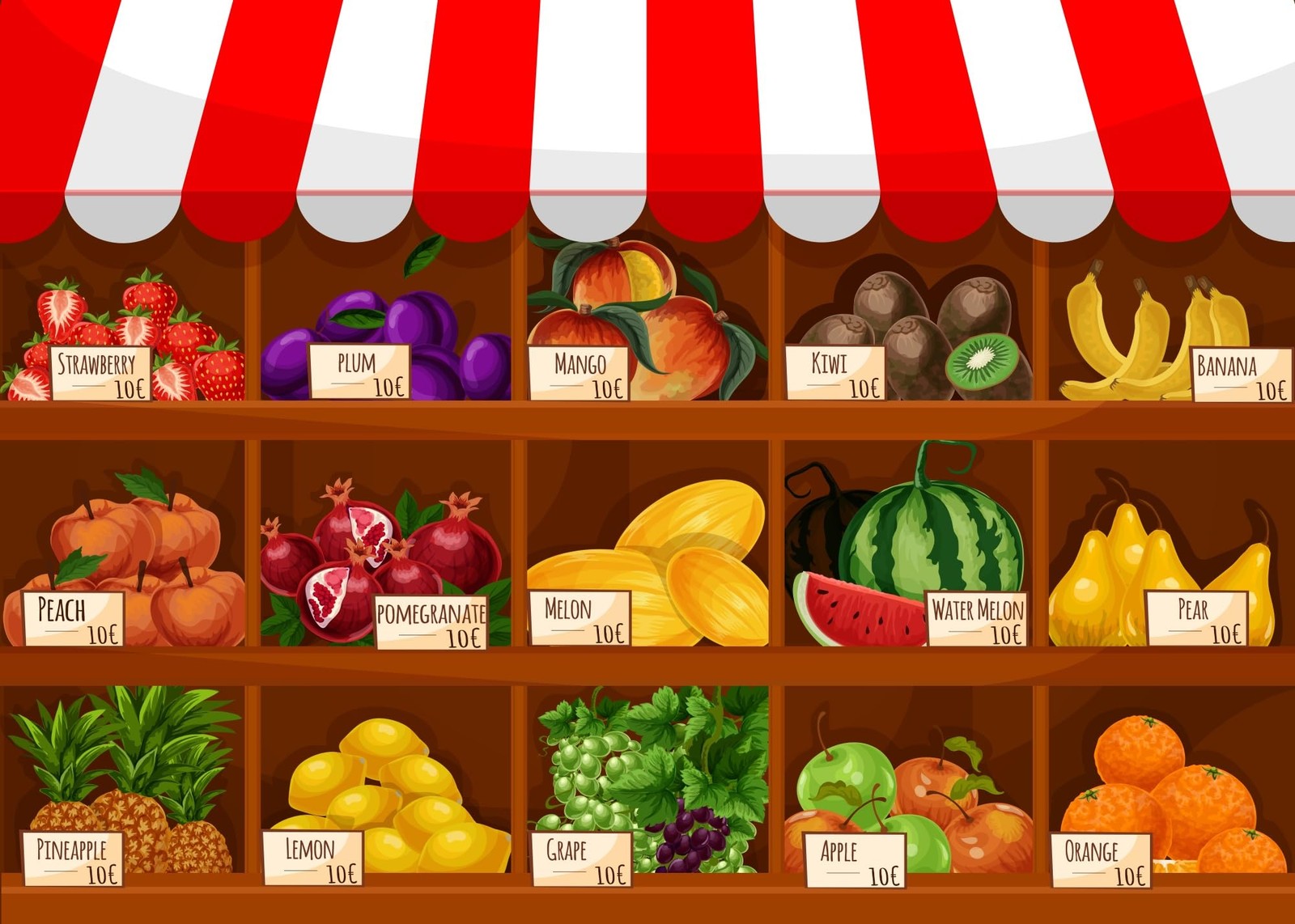 5x3ft Fabric Summer Fresh Fruit Shop Supermarket Theme Party Backdrop