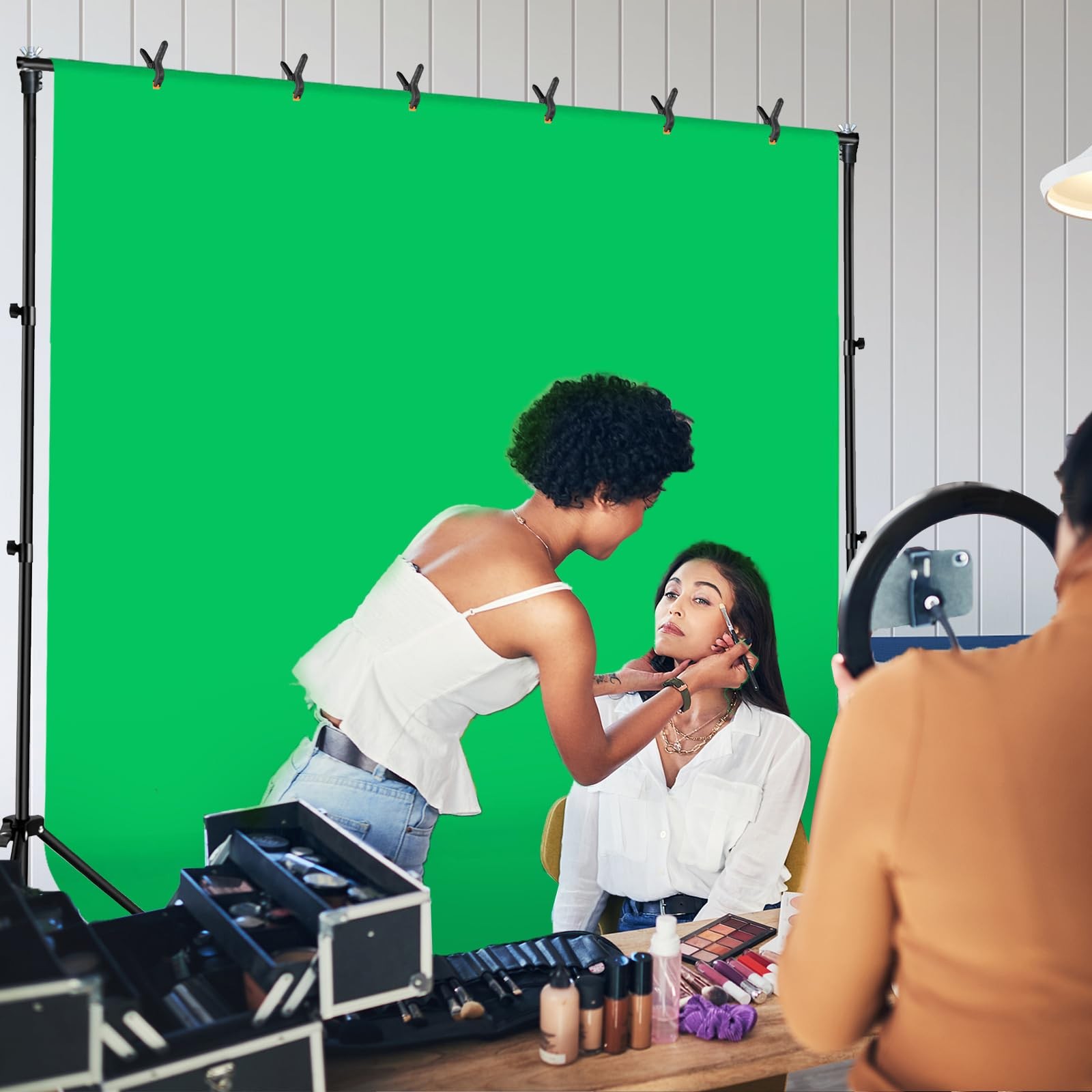 Green Screen Backdrop Kit 10×6.6ft with Tripod Stand, Chroma Key Background S…