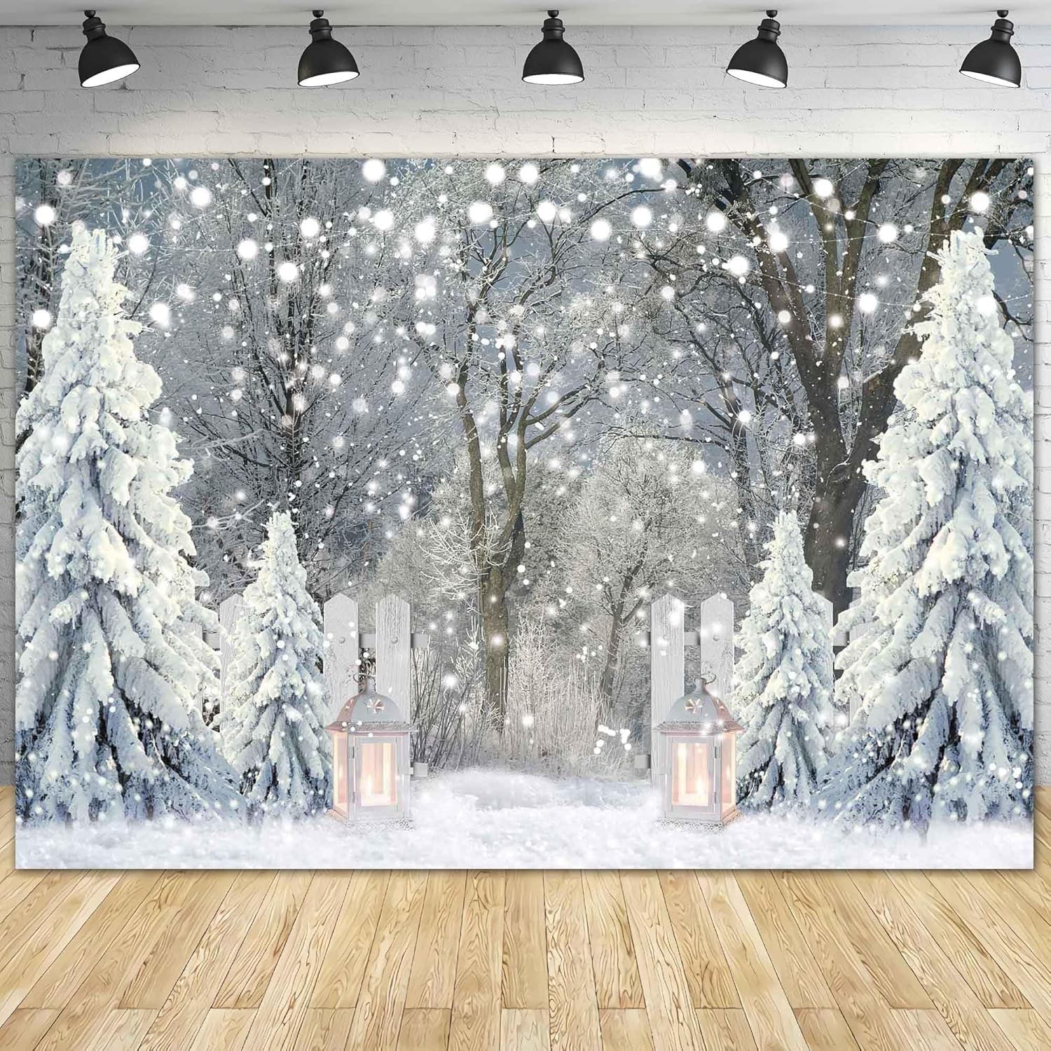 12x8ft Polyester Winter Forest Backdrop Christmas Snowy Pine Tree Wonderland …