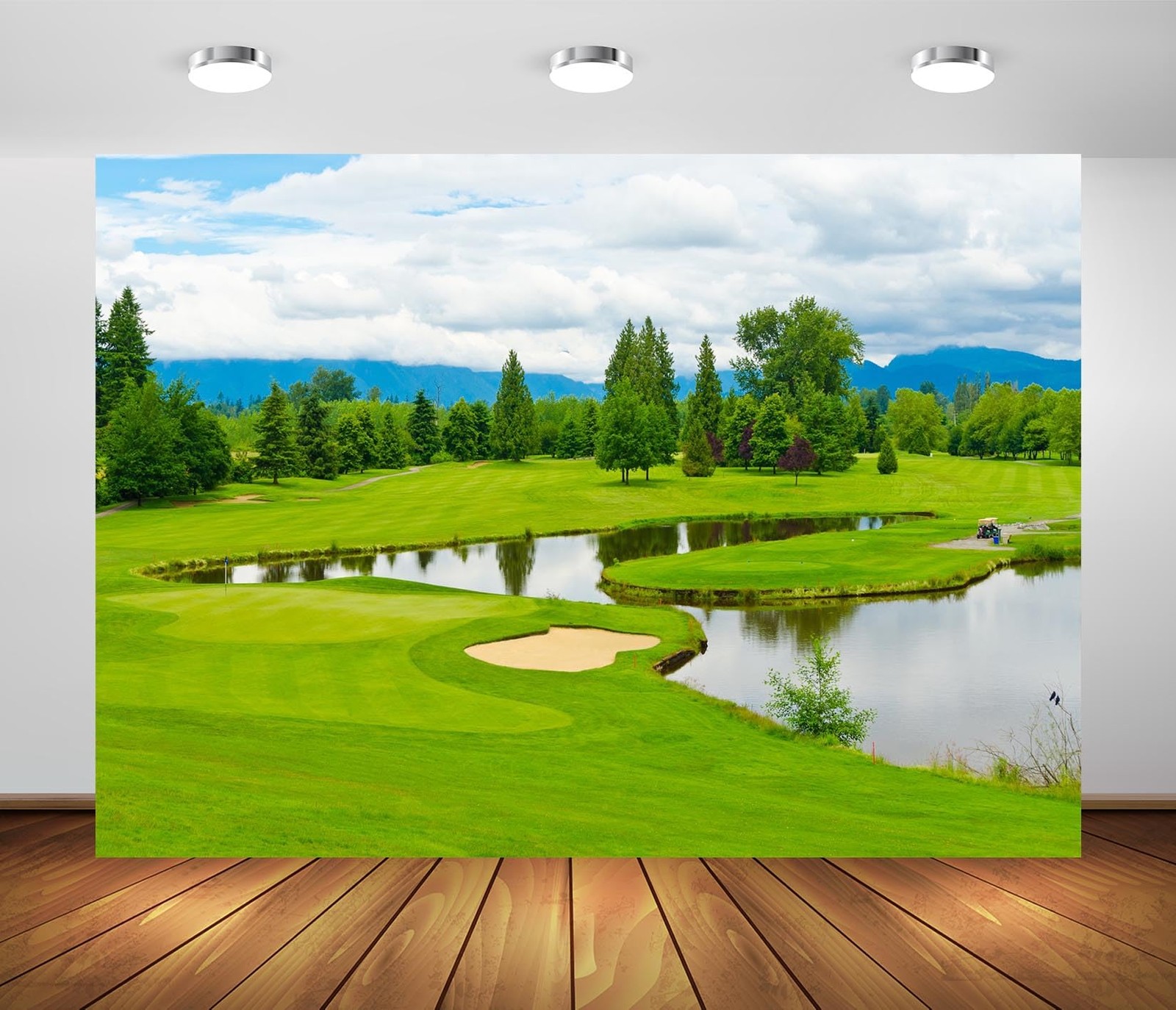 BELECO 8x6ft Fabric Golf Course Backdrop – Green Grass Lawn 8x6FT, A10957