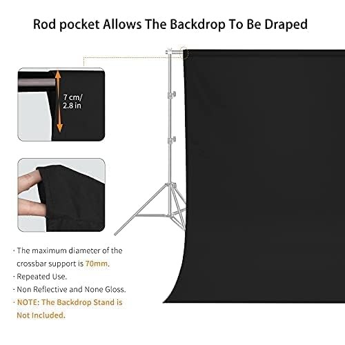10 x 10 FT Black Backdrop Background, 100% Polyester Photography Backdrop Fol…