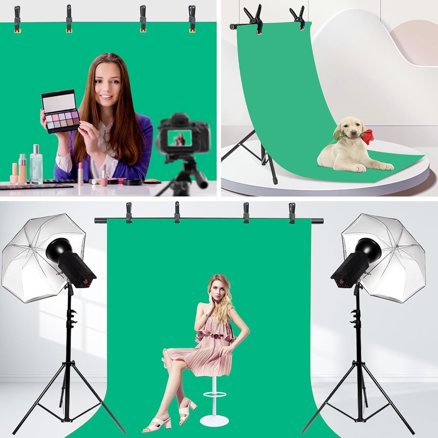 T-Shape Portable Backdrop Stand, 6.5×3.2ft Adjustable Photo Background Stand Kit