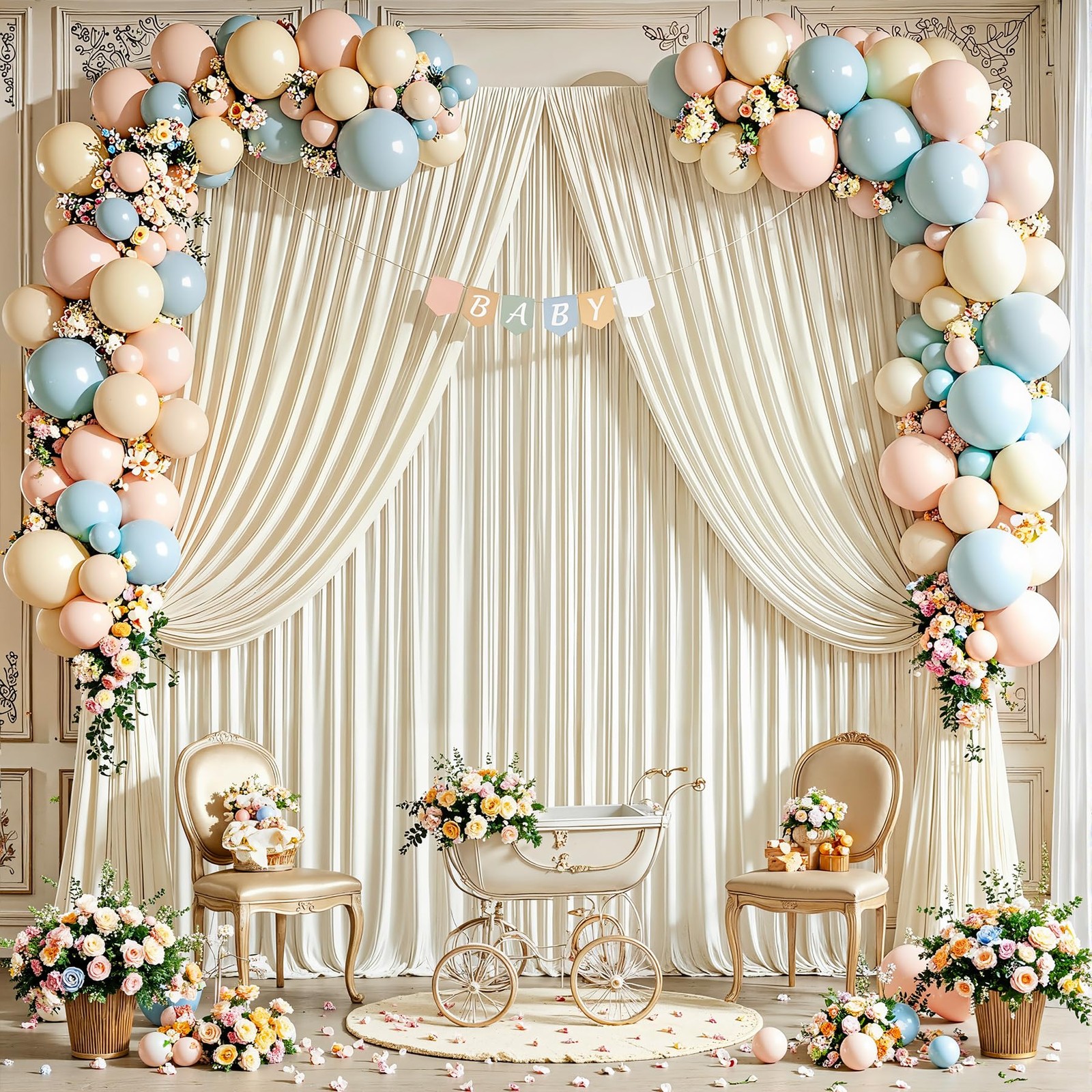 10x10ft Ivory Backdrop Curtain Panels Parties Photo Wedding Fabric Drapes