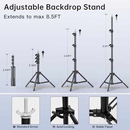 8.5 x 10 FT Photo Backdrop Stand Kit, Adjustable Background Holder Support