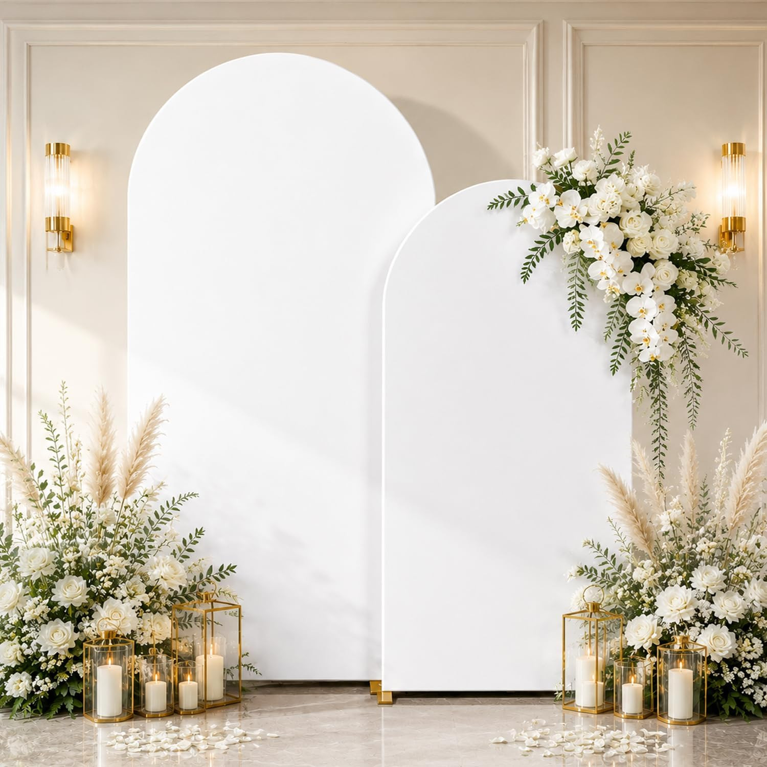 White Arch Cover Set of 2 Wedding Arch Backdrop Cover 7.2 and 6Ft Baby Shower Ba