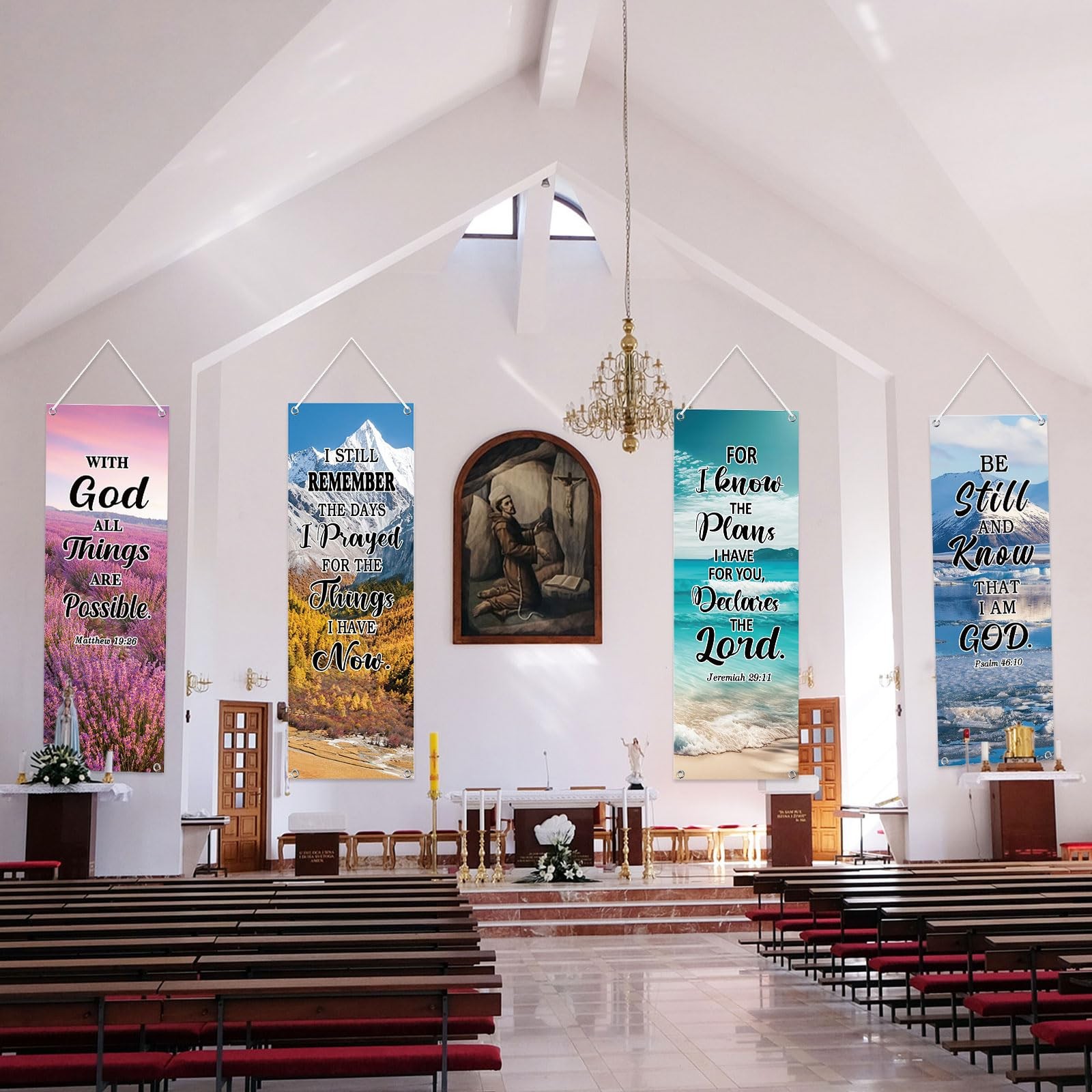 4 Pcs 4 Pcs Church Banners with Scripture Religious Worship Banner Christian …