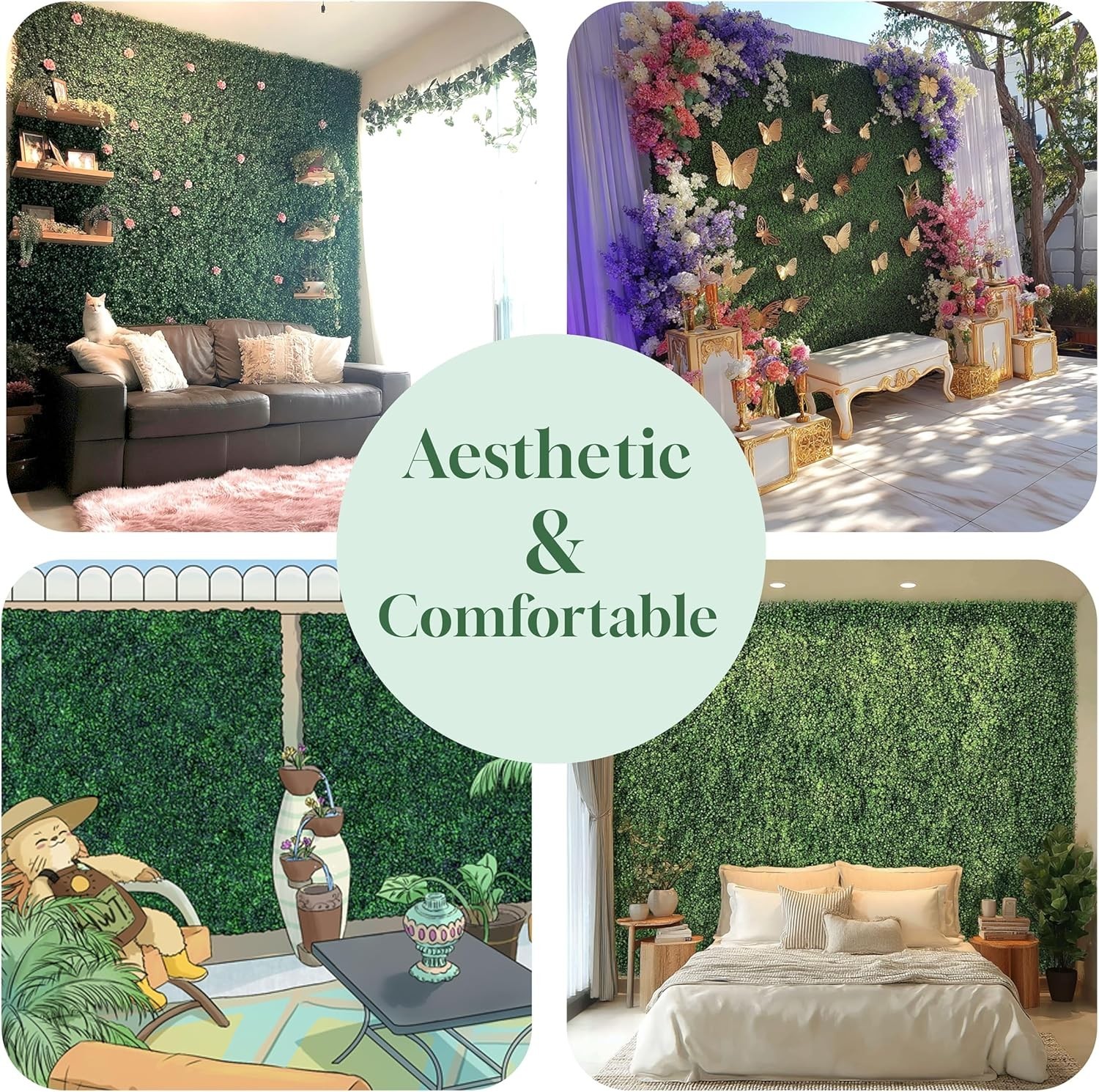 Durable 20″ Boxwood Panels – 12 Pcs Eco-Friendly UV Protected Grass Wall