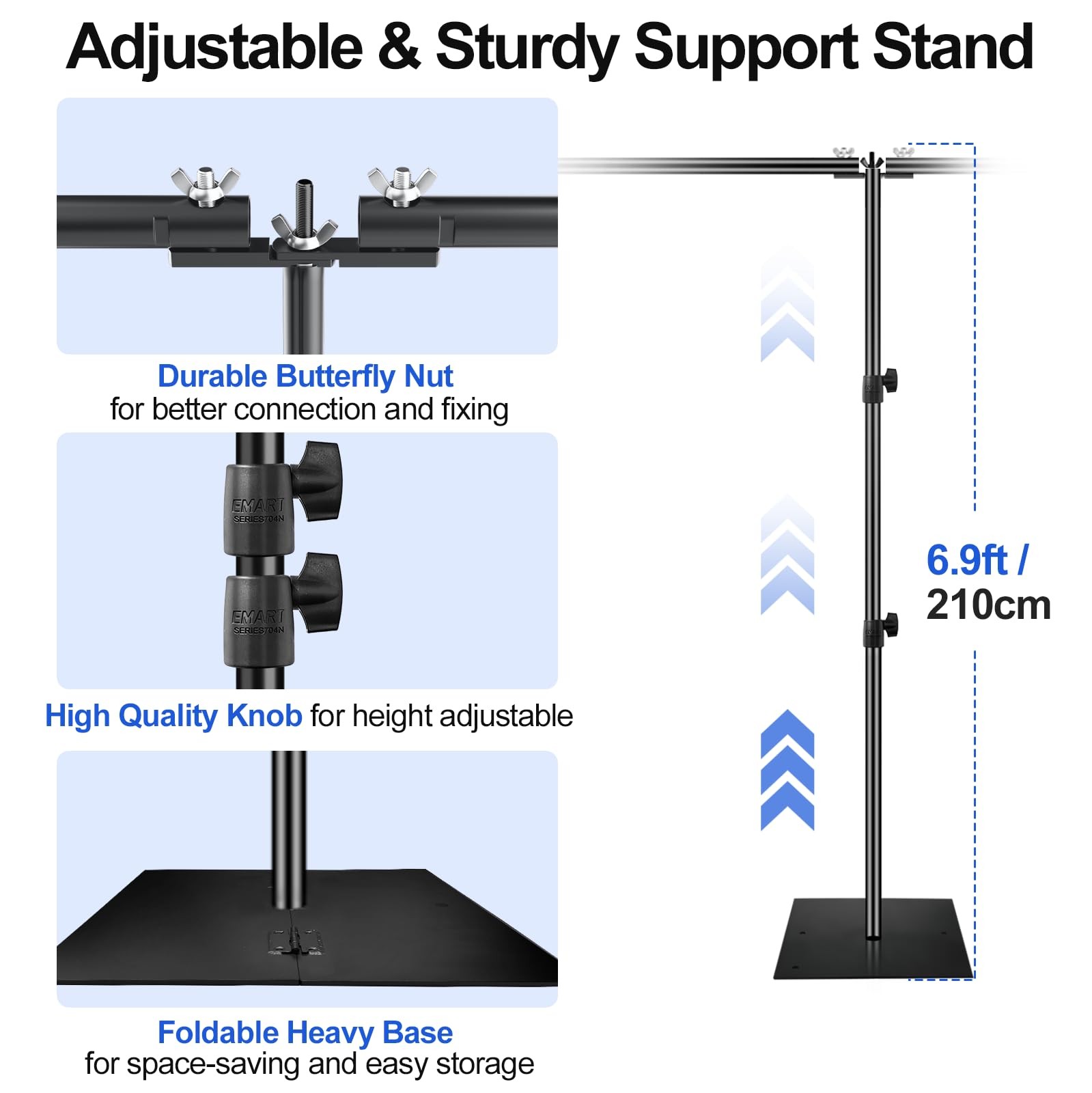 EMART 7x30ft(HxW) Photography Backdrop Stand for Parties, 7×30ft, black