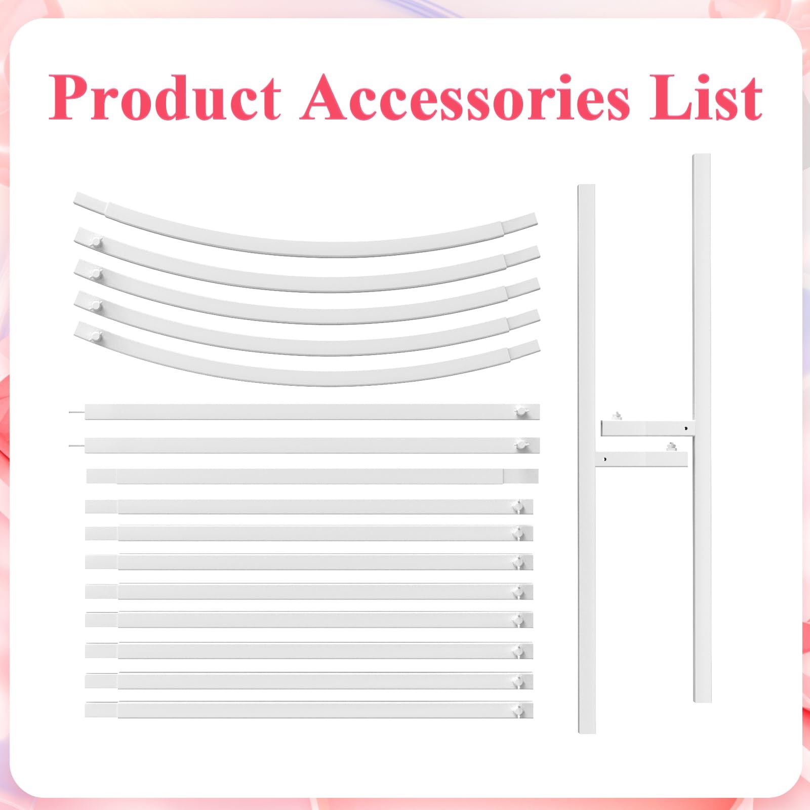 7.2FT White Wedding Arch Stand Metal Square Arched Backdrop Frame for Party C…