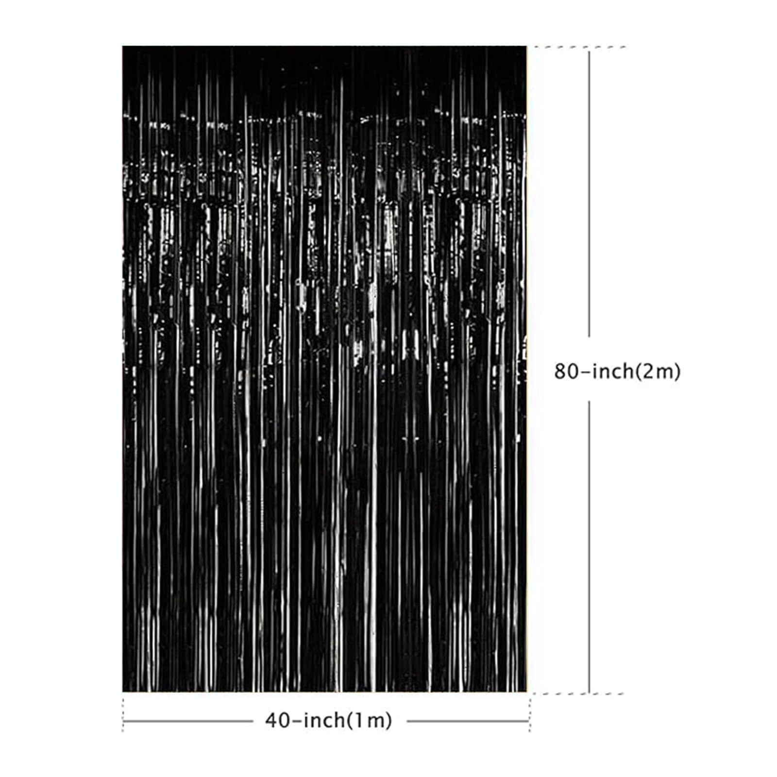 Streamers Party Decorations 10 PCS Black Glitter Foil Curtain Backdrop Photo