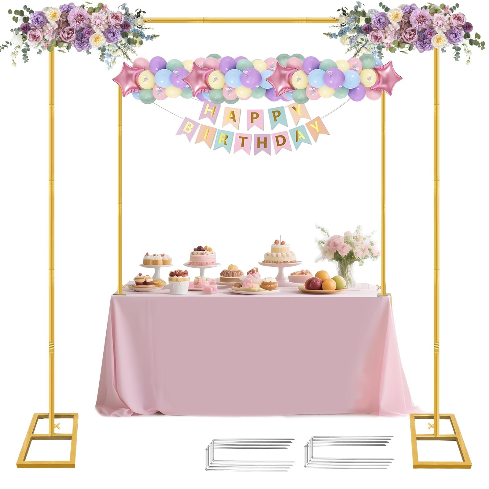 Square Backdrop Stand, Wedding Arch Heavy Duty Adjustable Stand, Over The Tab…