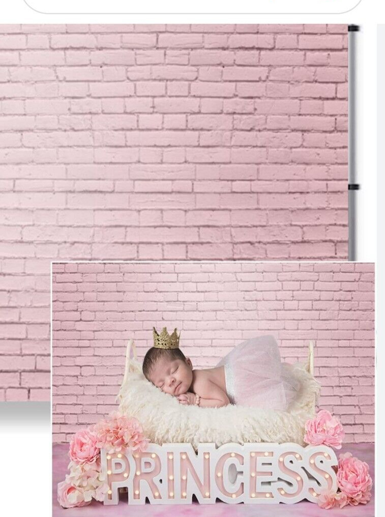 LFEEY 10 Ft x 8 Ft Pink Brick Photo Backdrop~ Non Glare ~ Matte Finish