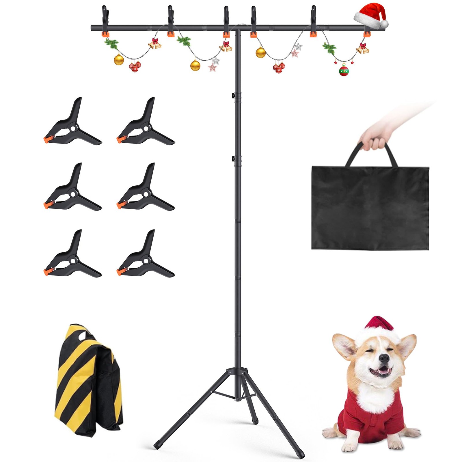 8×5.3ft Portable T-Shape Backdrop Stand Support Kit for Photography Studio