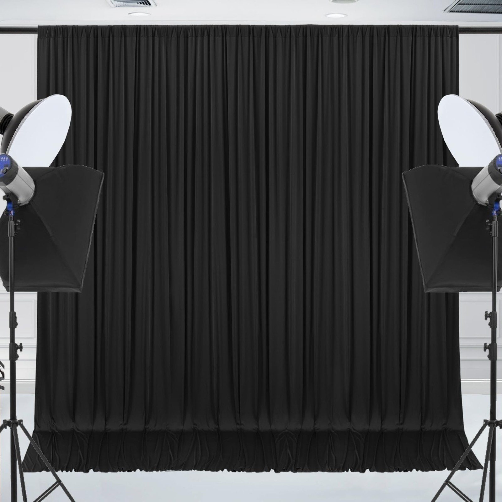10×7 FT Black Backdrop Curtain Party Soft Fabric Drape Wedding Birthday Decor