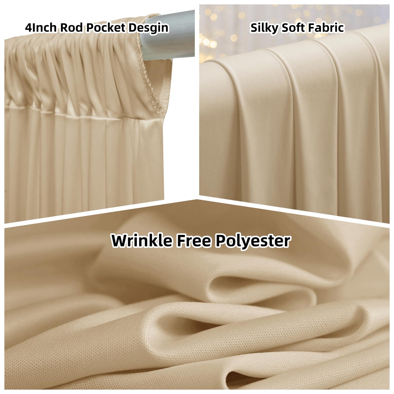 Outpain 30ftx20ft Beige Backdrop Ceiling 60″W x 240″L (Pack of 6),
