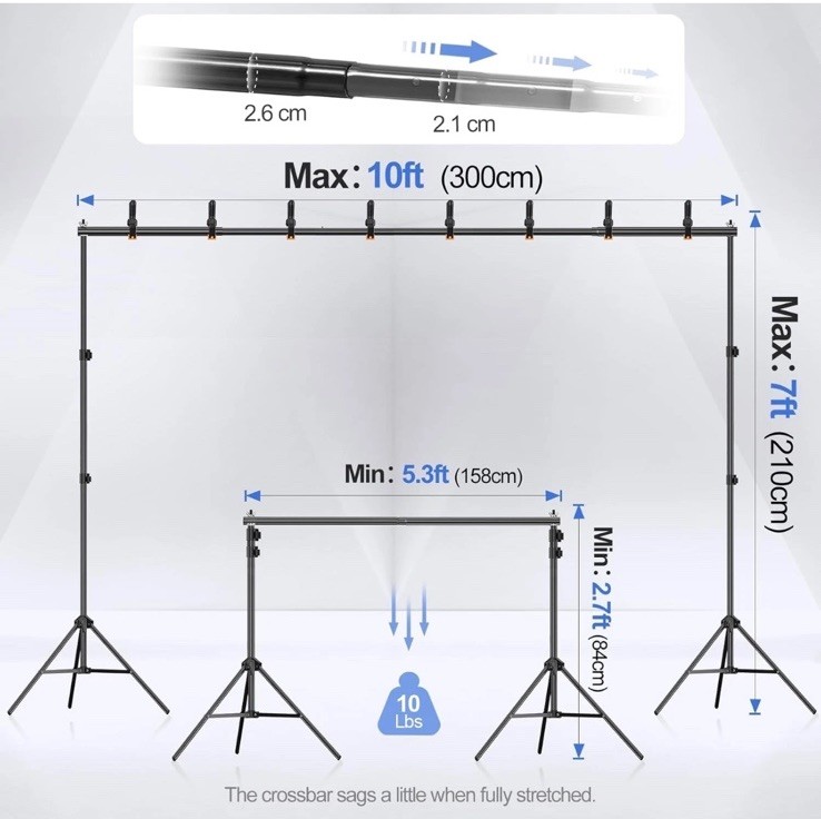 EMART Photo/Video Studio (EM-BS2030) Kit With Adjustable Background Stand 10 X 7
