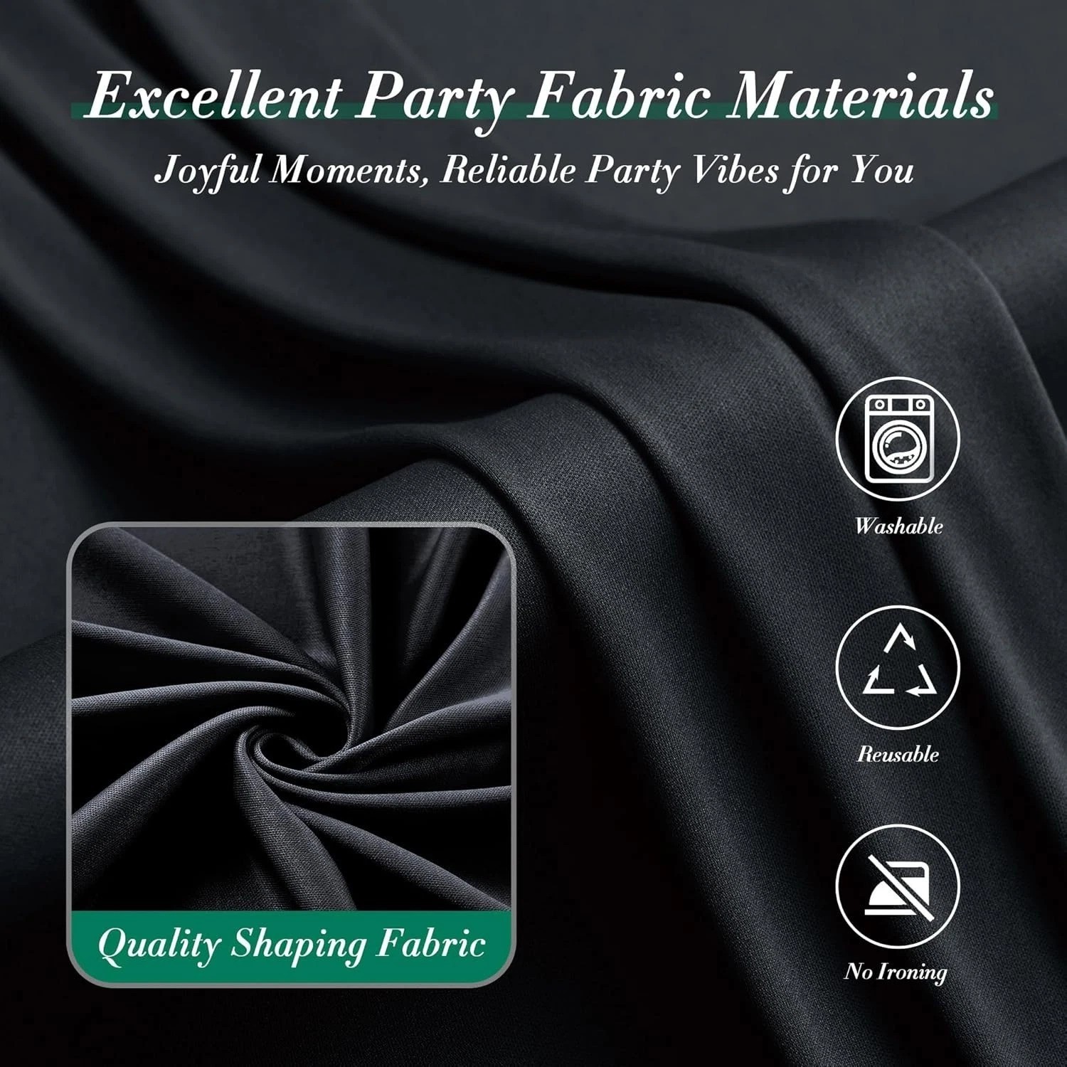 20 ft x 10 ft Black Wrinkle Free Backdrop Curtain for Parties