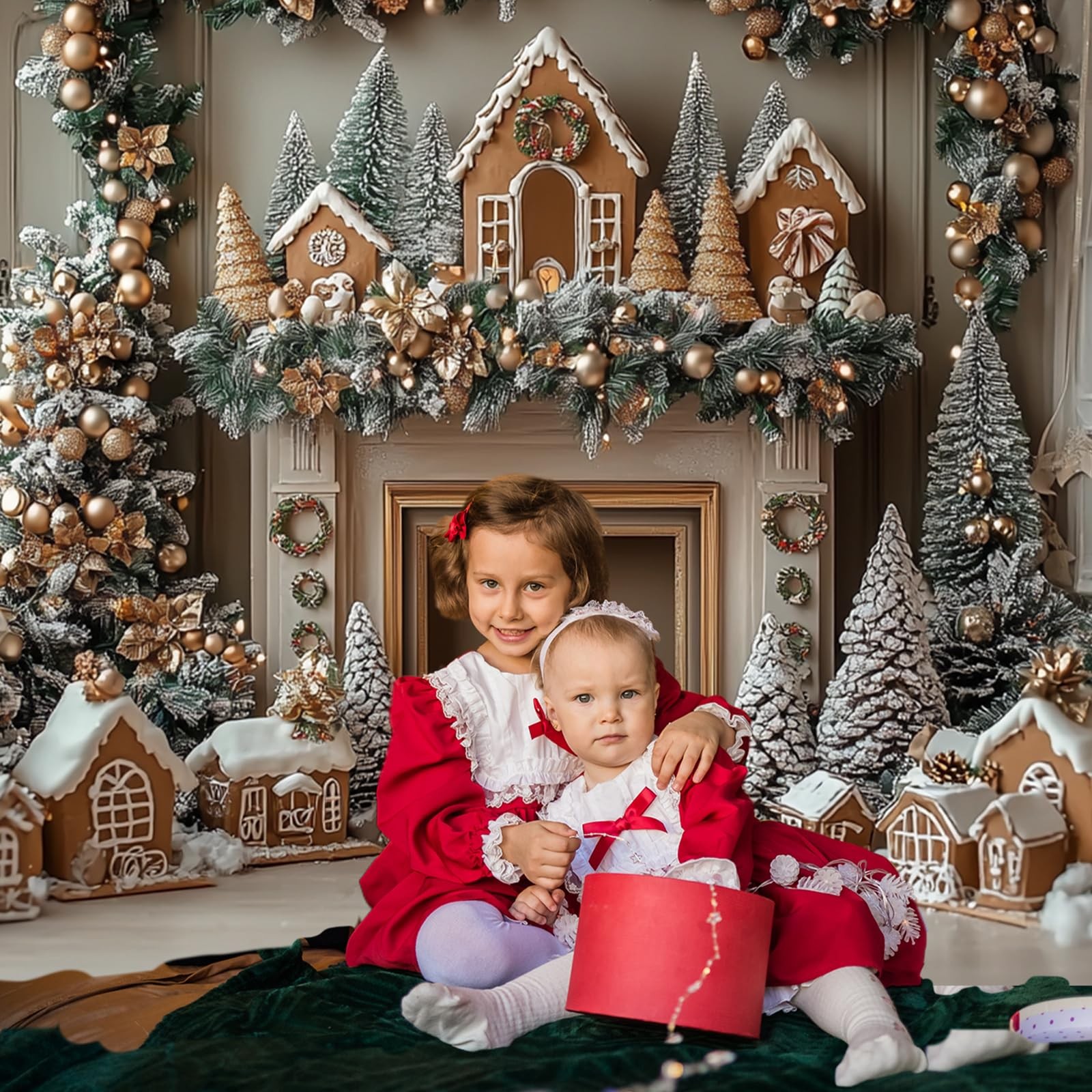 Christmas Backdrop Tree Gifts 8×6 Ft Holiday Party Photography Background