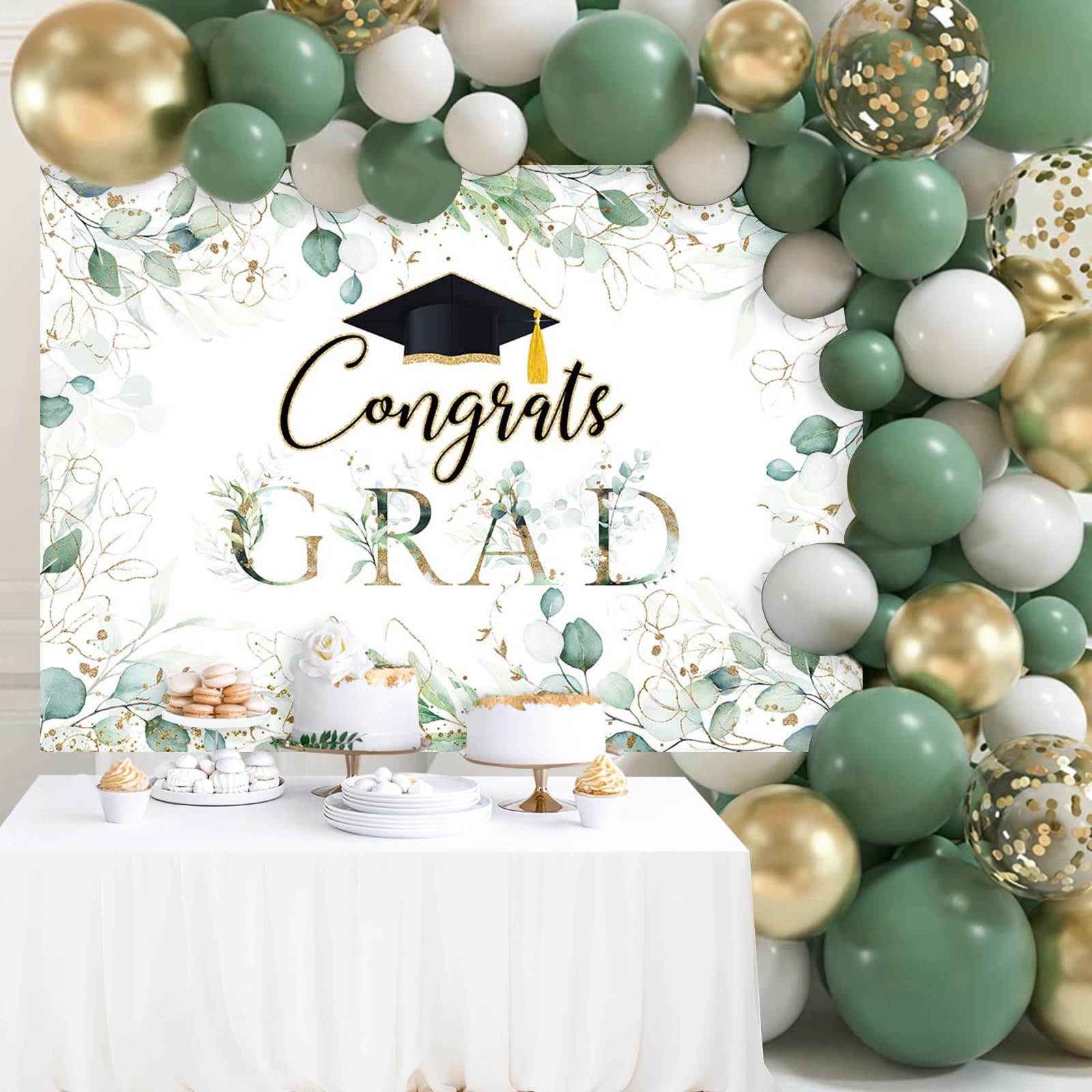 Greenery Graduation Backdrop Congrats Grad Class of 2025 Graduate Party Backg…