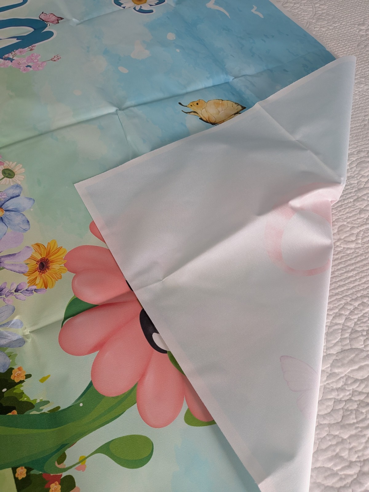 Hello Spring Banner Vibrant Floral Blue Truck Gnome Easter Party Photo Backdrop