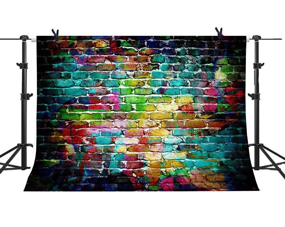 7x5ft Graffiti Photography Backdrops Colorful Brick Wall Photo Background