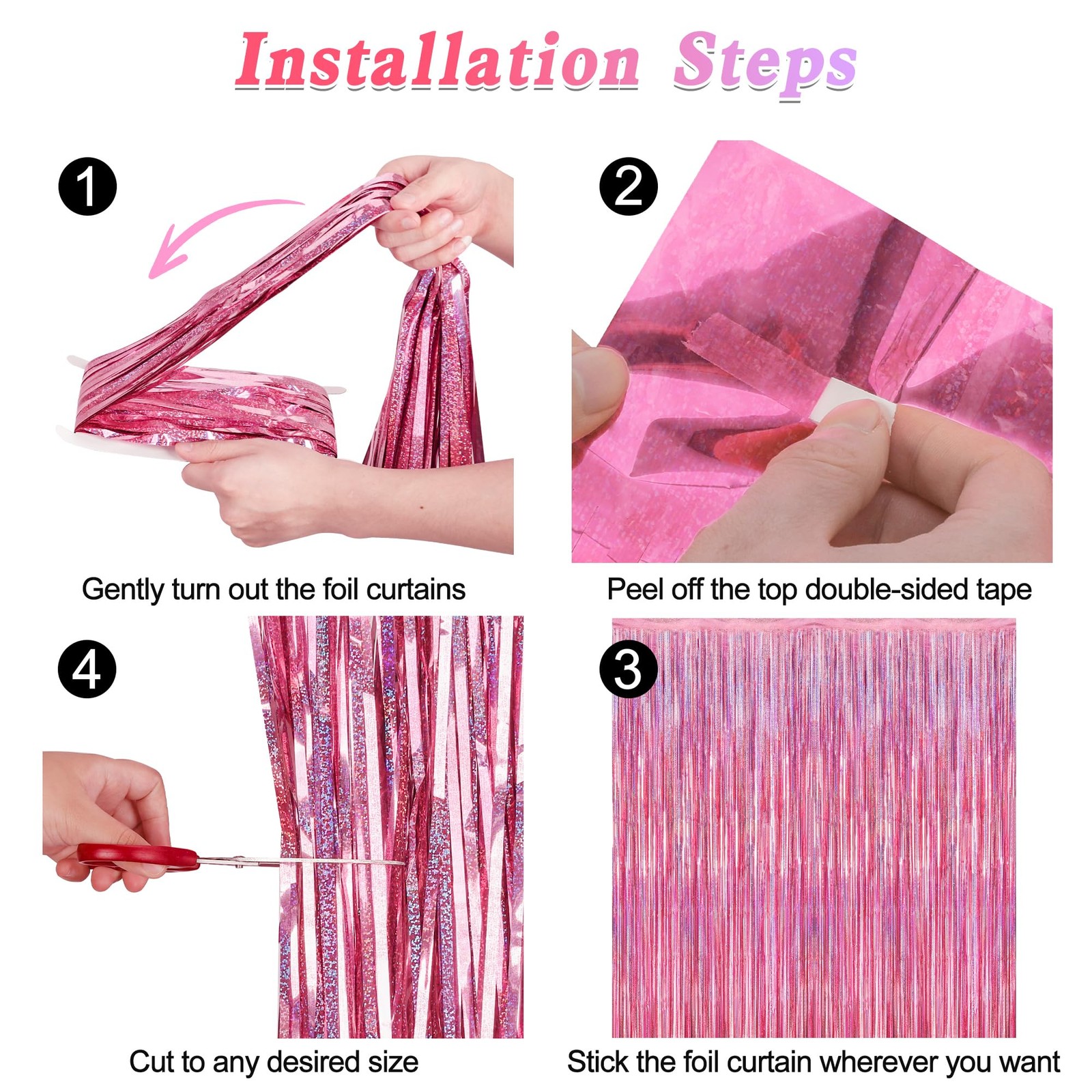 2 Pack Glitter Pink Backdrop, 3.28 FT x 7.05 Birthday 2 PCS, pink