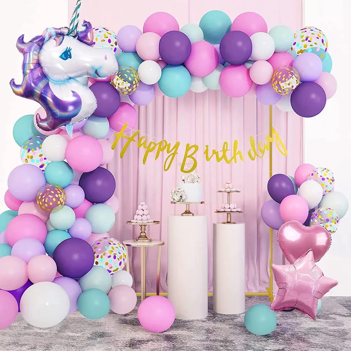 Gold Wedding Arch Backdrop Stand, 6.6FT*5FT Square Balloon and Flower Metal A…