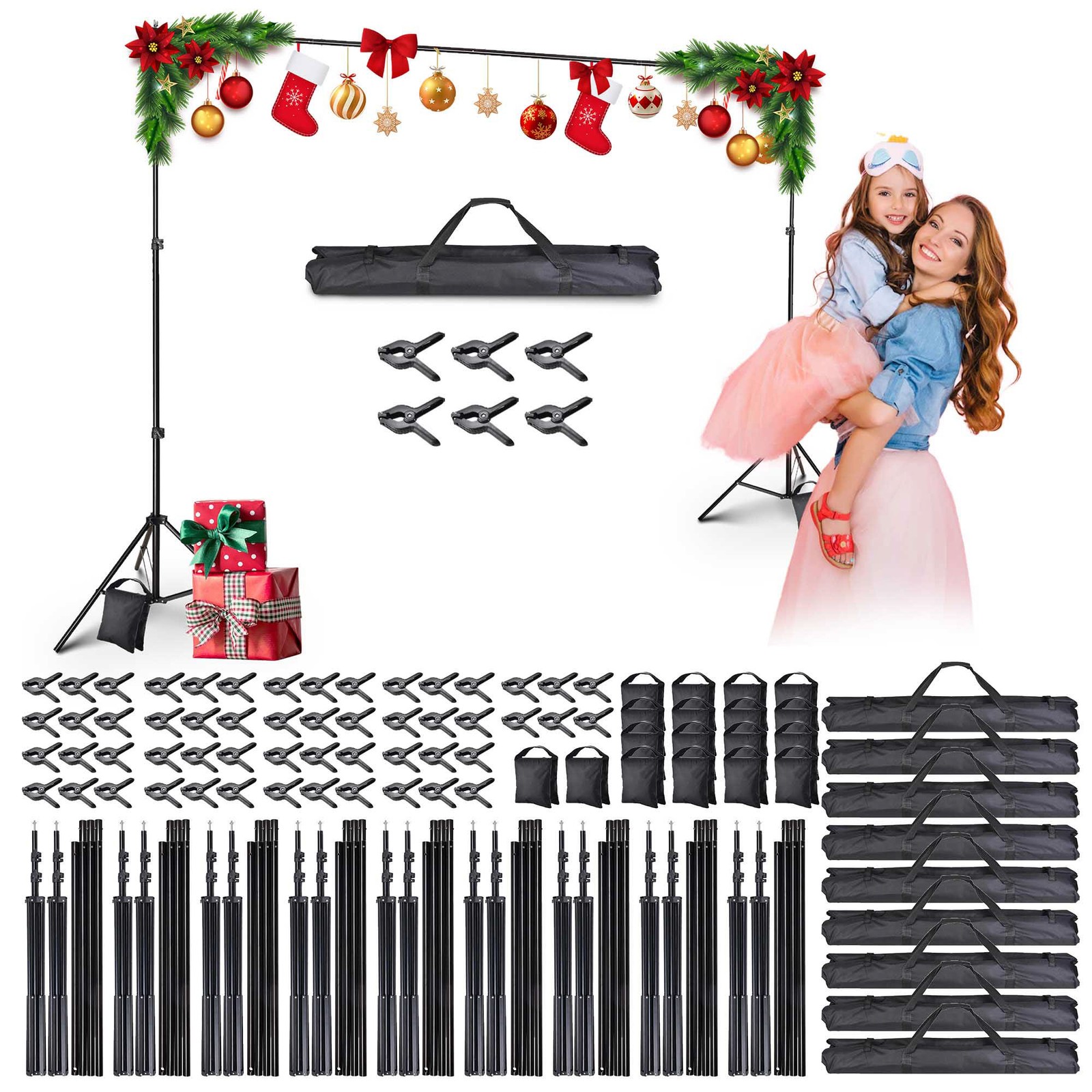 10 Sets of 7×10 Ft Backdrop Stand Party Decoration Baby Shower Backdrop Support