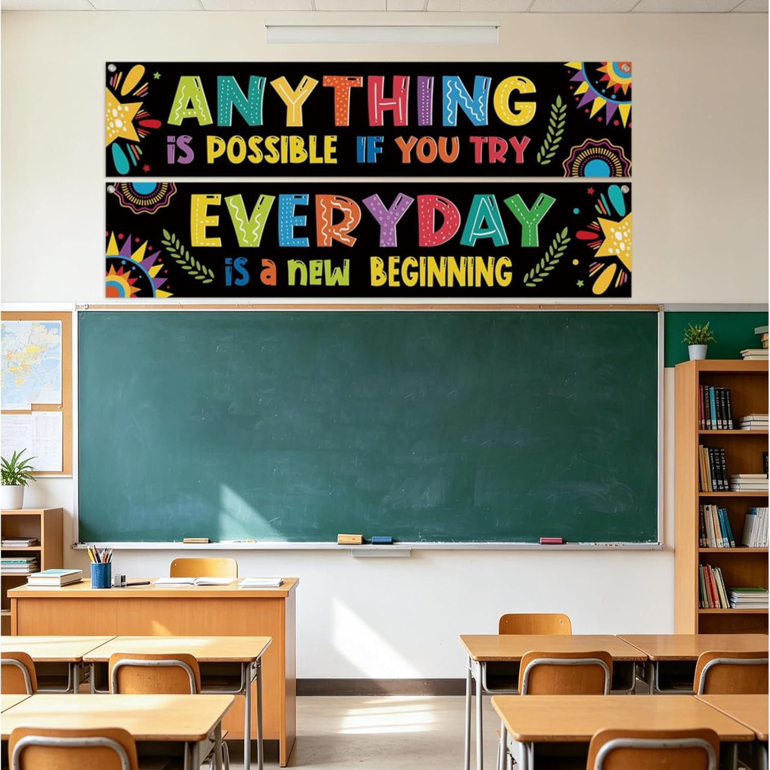2 Pack Motivational Classroom Banner 13 X 61 in Inspirational Positive Banner Gr