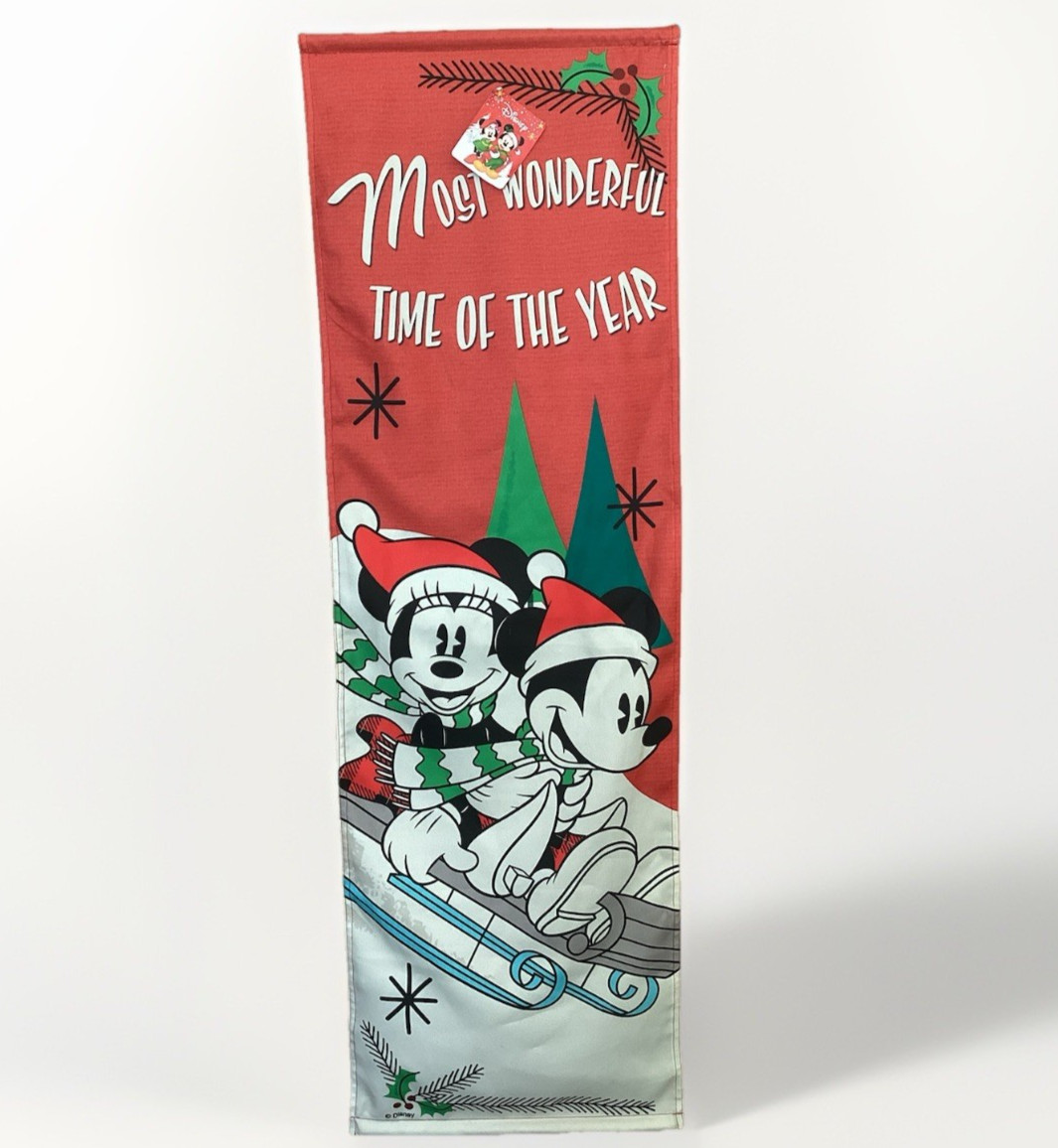 Disney Mickey & Minnie Mouse Sledding Outdoor Banner 15” x 47” Hang Banner Decor