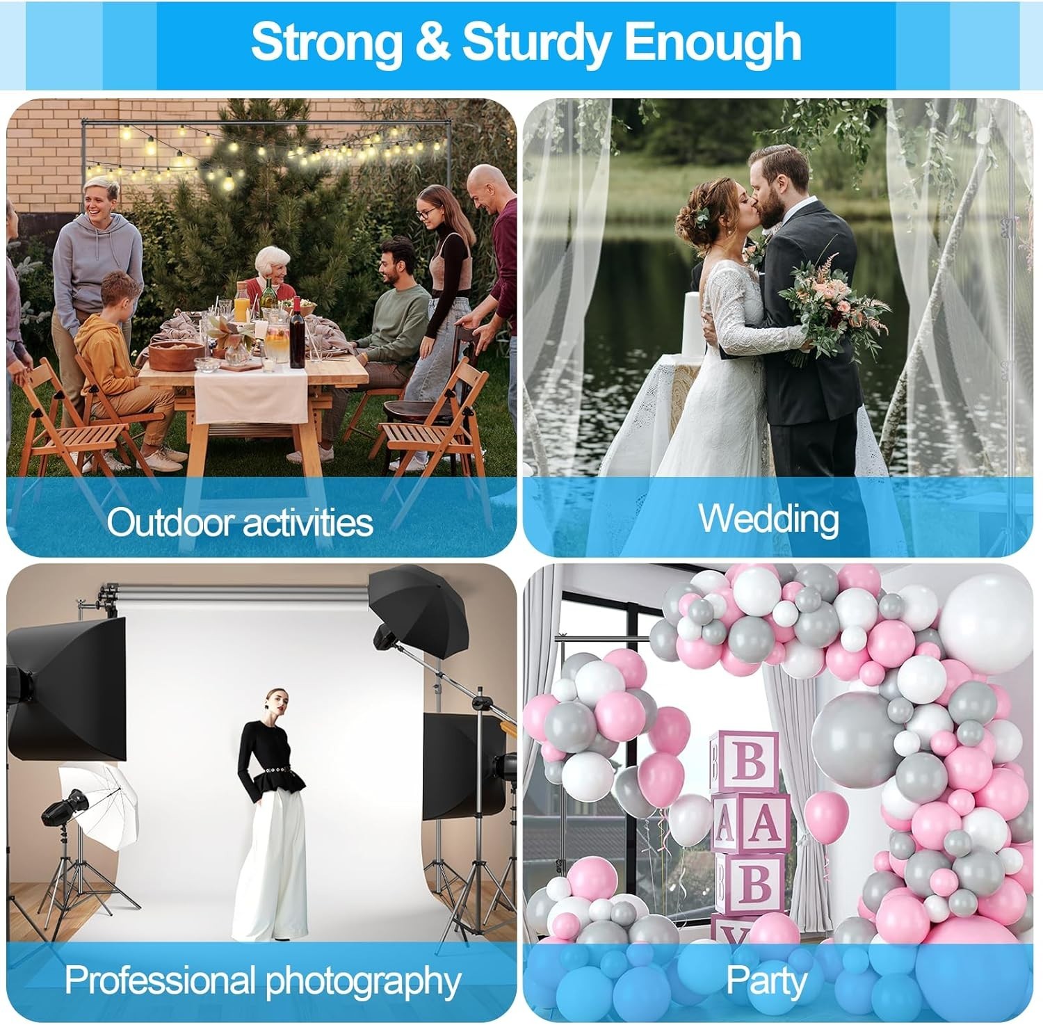 Heavy Duty Backdrop Stand 10x12ft with Portable Carry Bag for Ultimate Stability