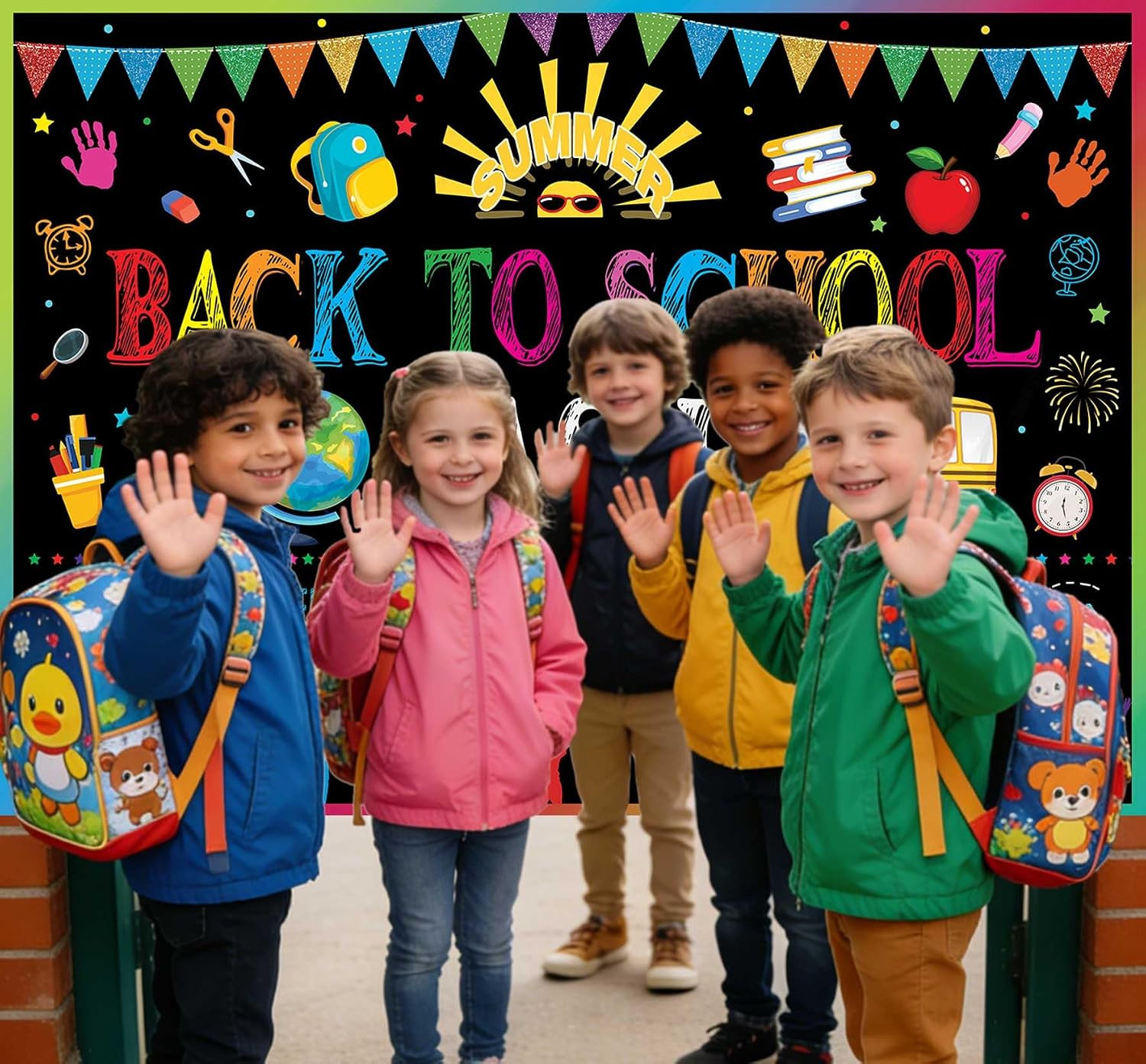 Back to School Bash Backdrop 6X4Ft Celebrating the End of Summer Goodbye Summer