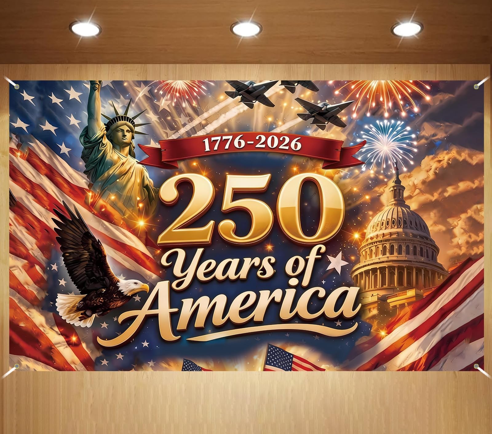 America 250 Anniversary Photo Backdrop Patriotic Banner 4th of July Colorful