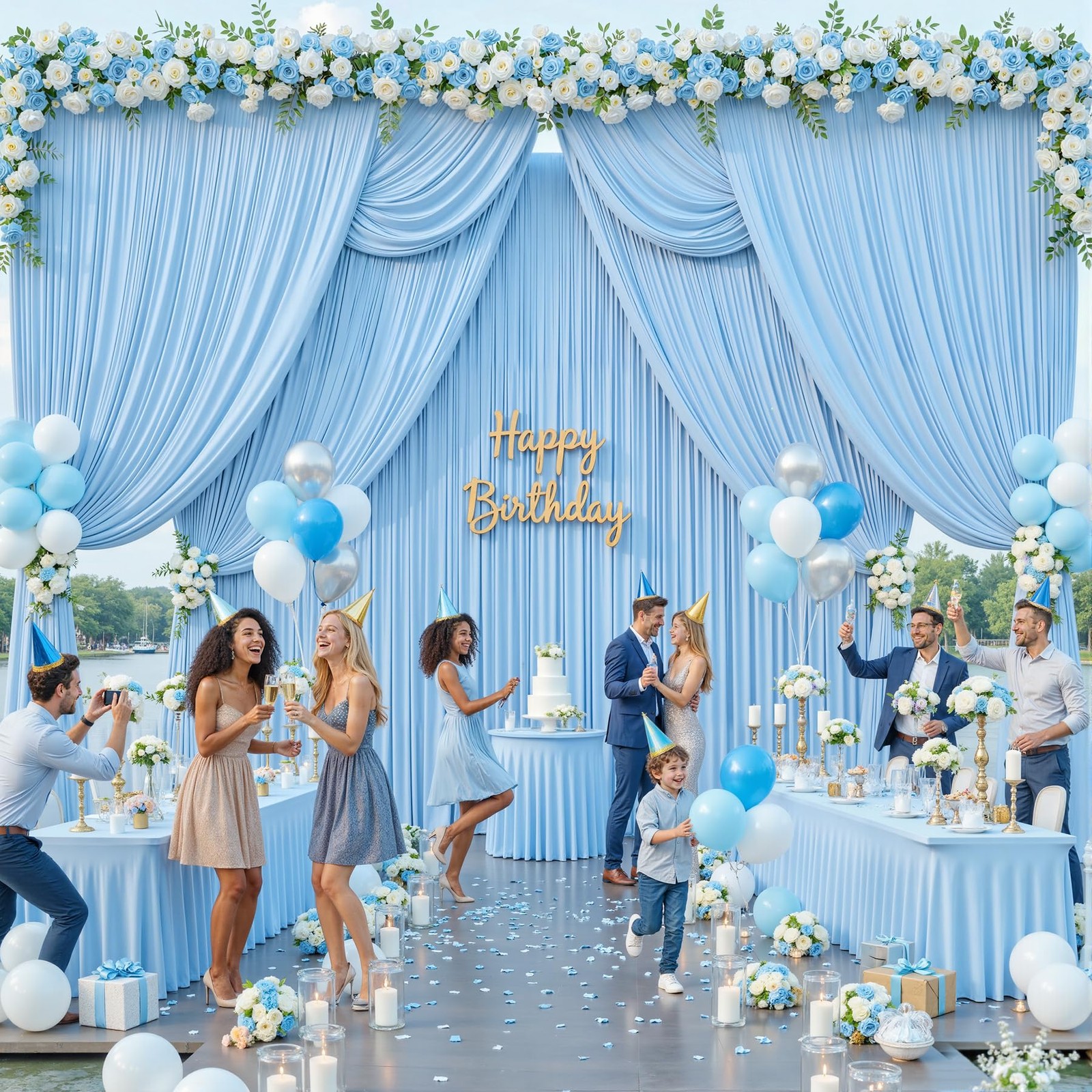 20ft x 10ft Free Baby Blue Wedding Backdrop Curtains for Party Bridal Shower …