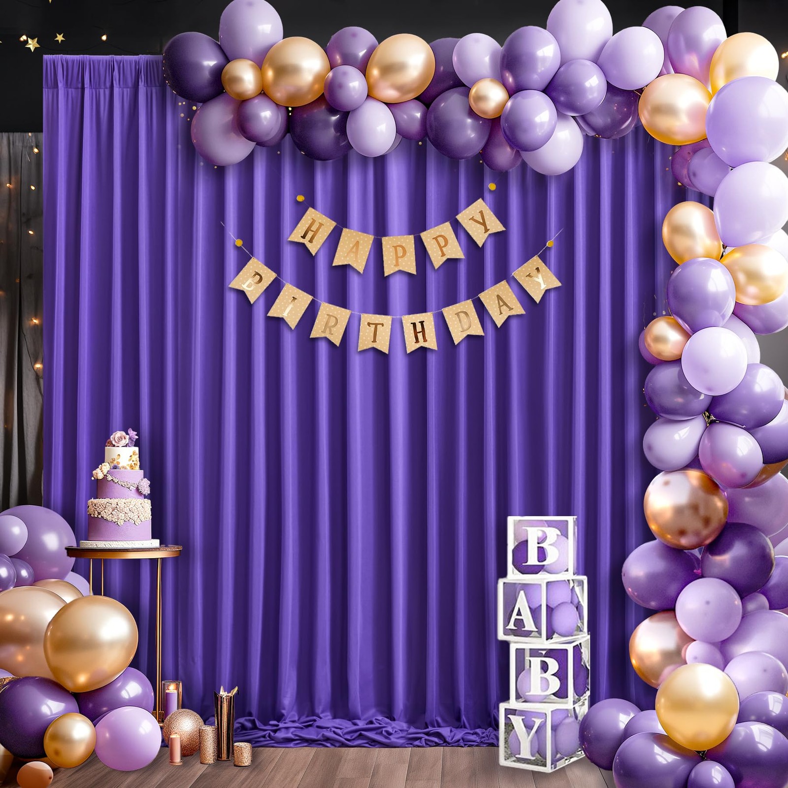 8x10FT Dark Purple Backdrop Curtains for Wedding Parties, Free Polyester Phot…