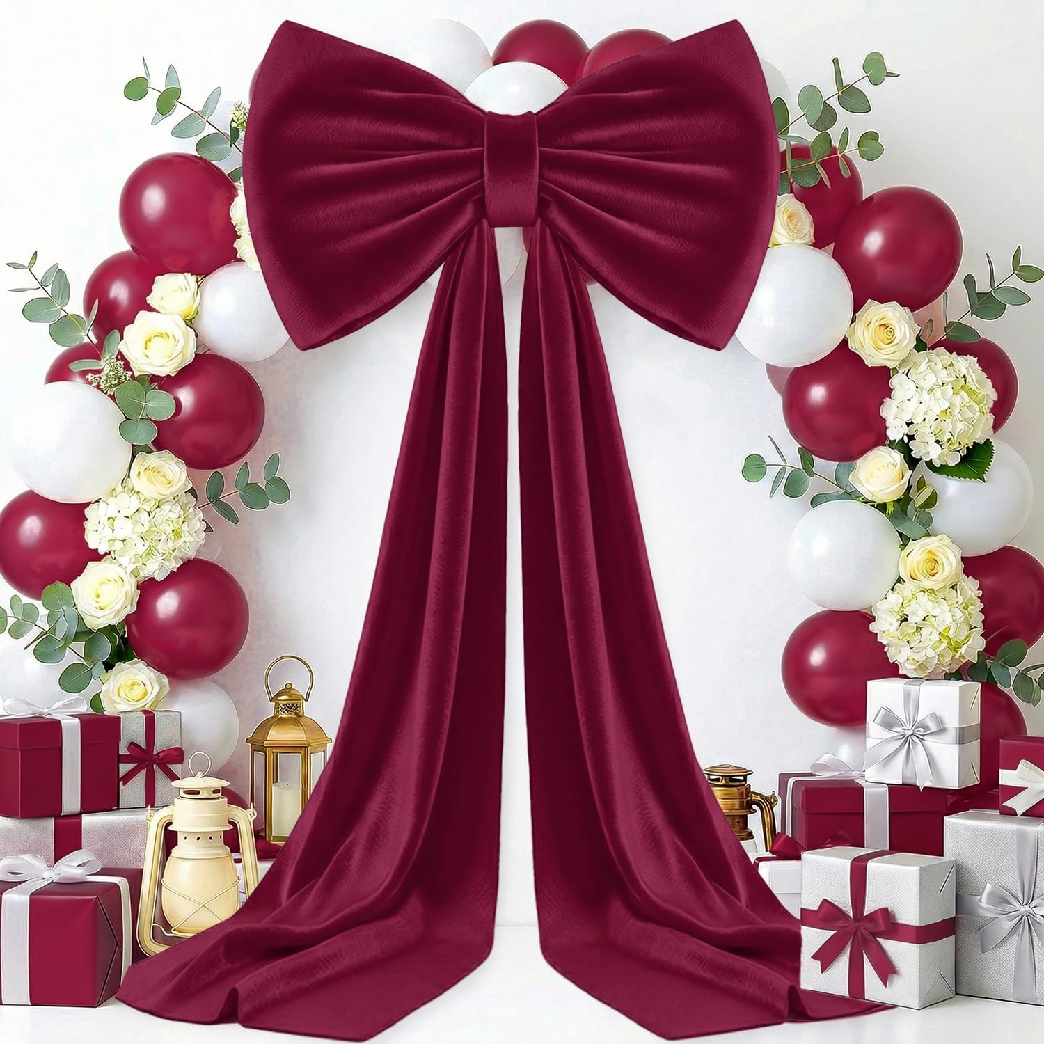 MODFUNS Large Bow Decor Burgundy Big for Backdrop, 75×23 Inch,